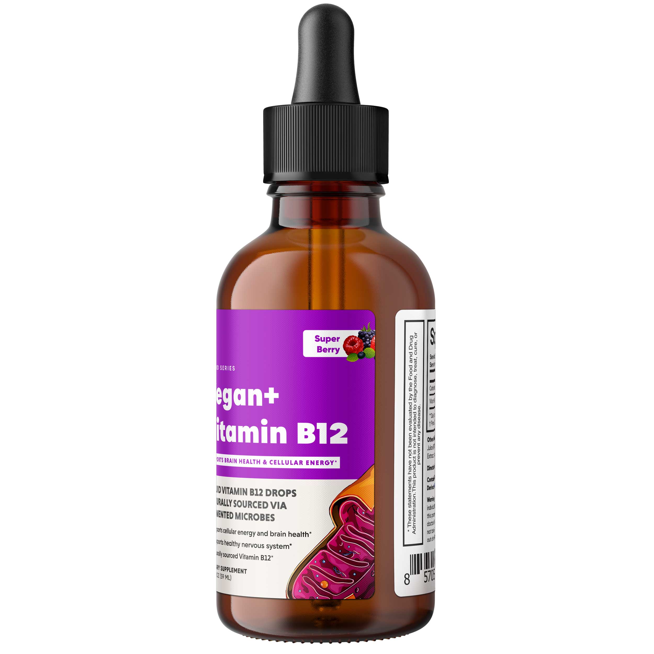 Vegan+ Vitamin B12 Liquid Drops, 2oz