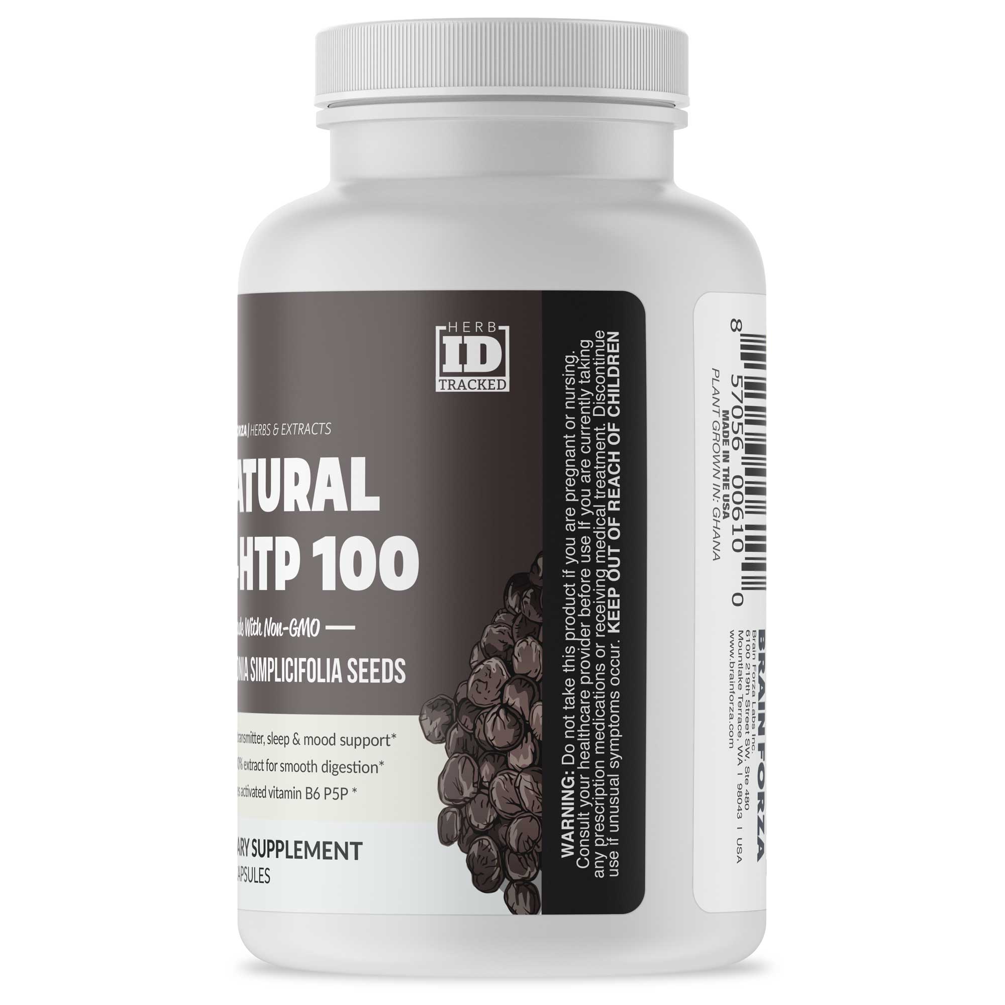 Natural 5-HTP 100mg w/ Vitamin B6, 120 Capsules by Brain Forza®