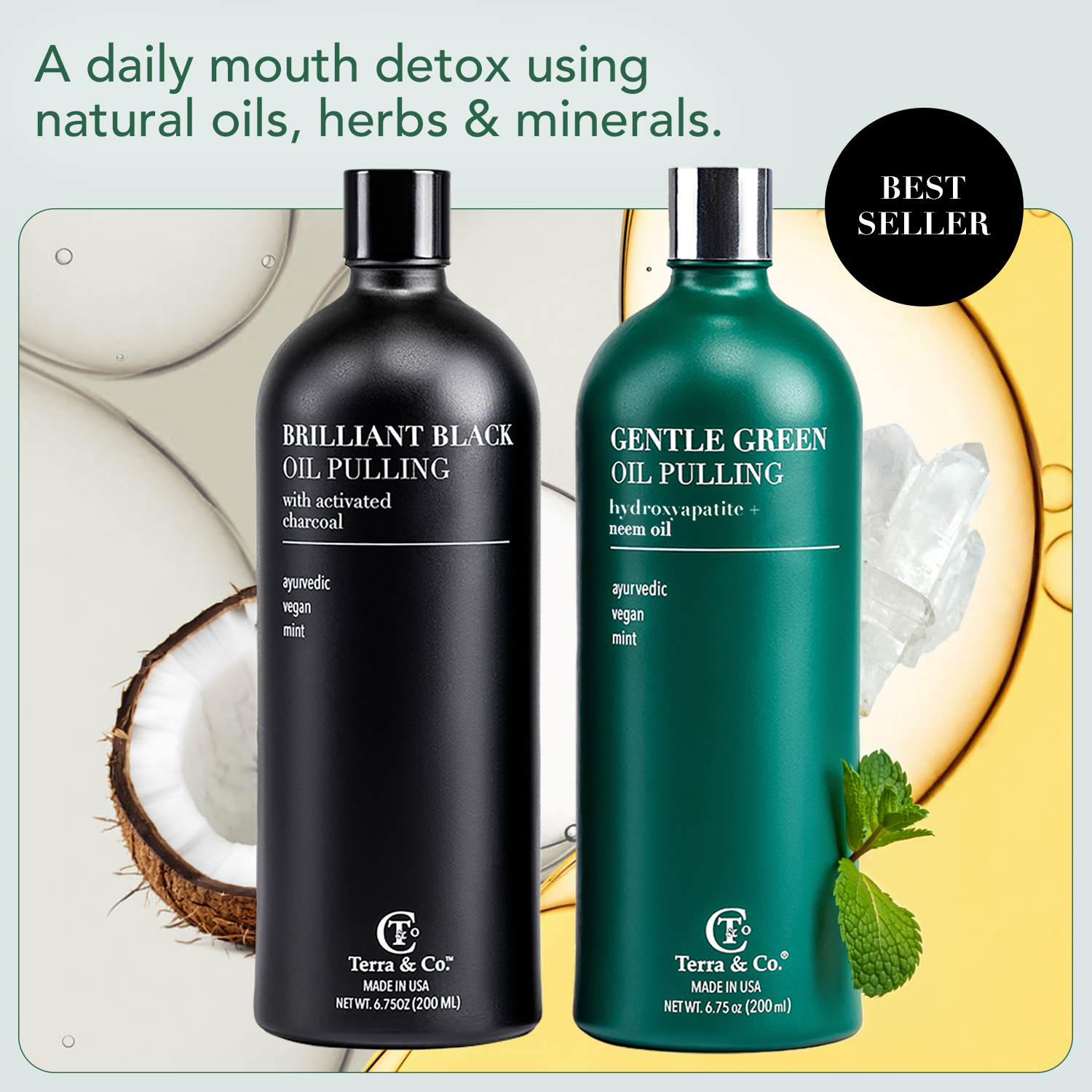 Terra & Co.® Oil Pulling Bundle – Gentle Green + Brilliant Black | Ayurvedic Detox, Enamel Protection & Whitening by Terra & Co.