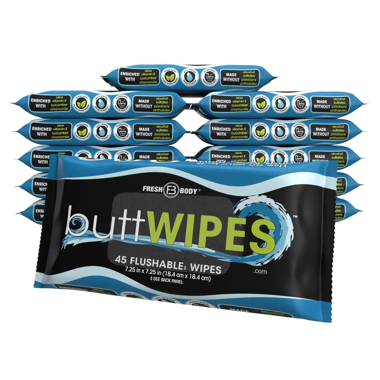 Buttwipes 45ct Flow Pack (select quantity) by Fresh Body FB®