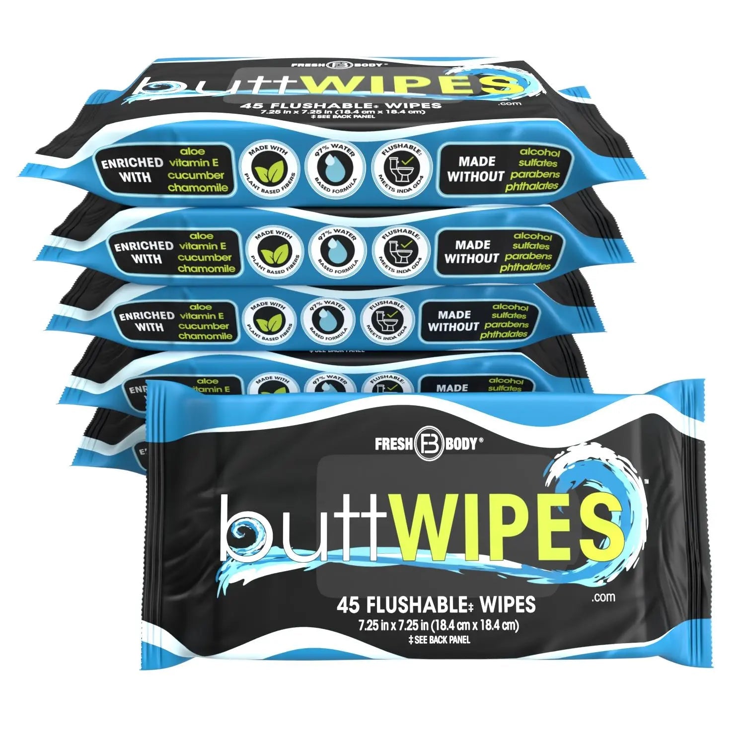 Buttwipes 45ct Flow Pack (select quantity) by Fresh Body FB®