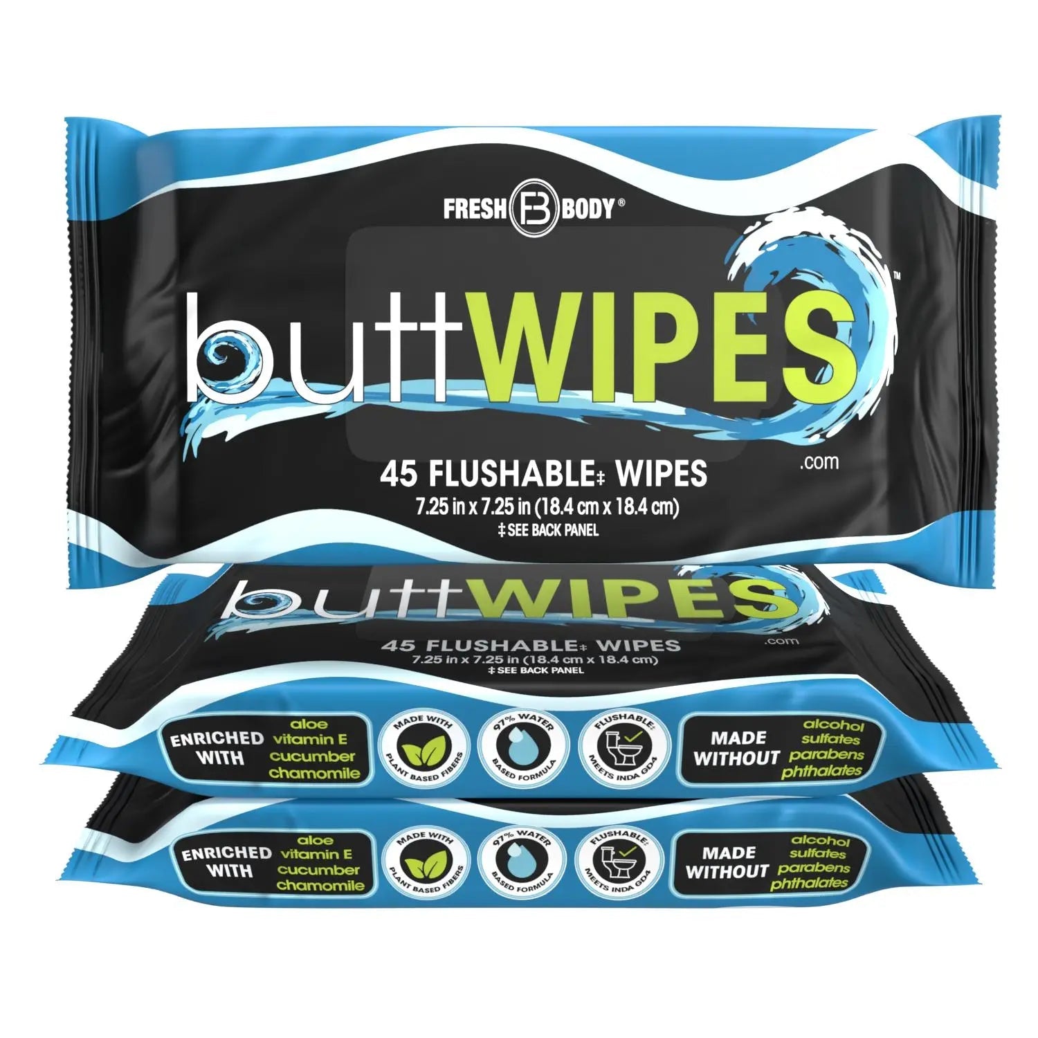 Buttwipes 45ct Flow Pack (select quantity) by Fresh Body FB®