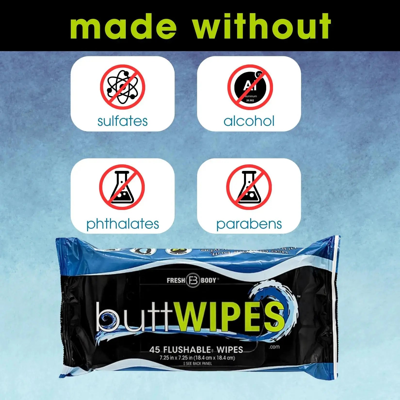 Buttwipes 45ct Flow Pack (select quantity) by Fresh Body FB®