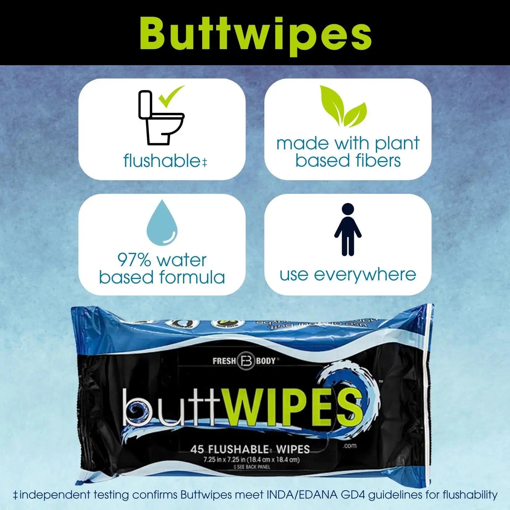 Buttwipes 45ct Flow Pack (select quantity) by Fresh Body FB®