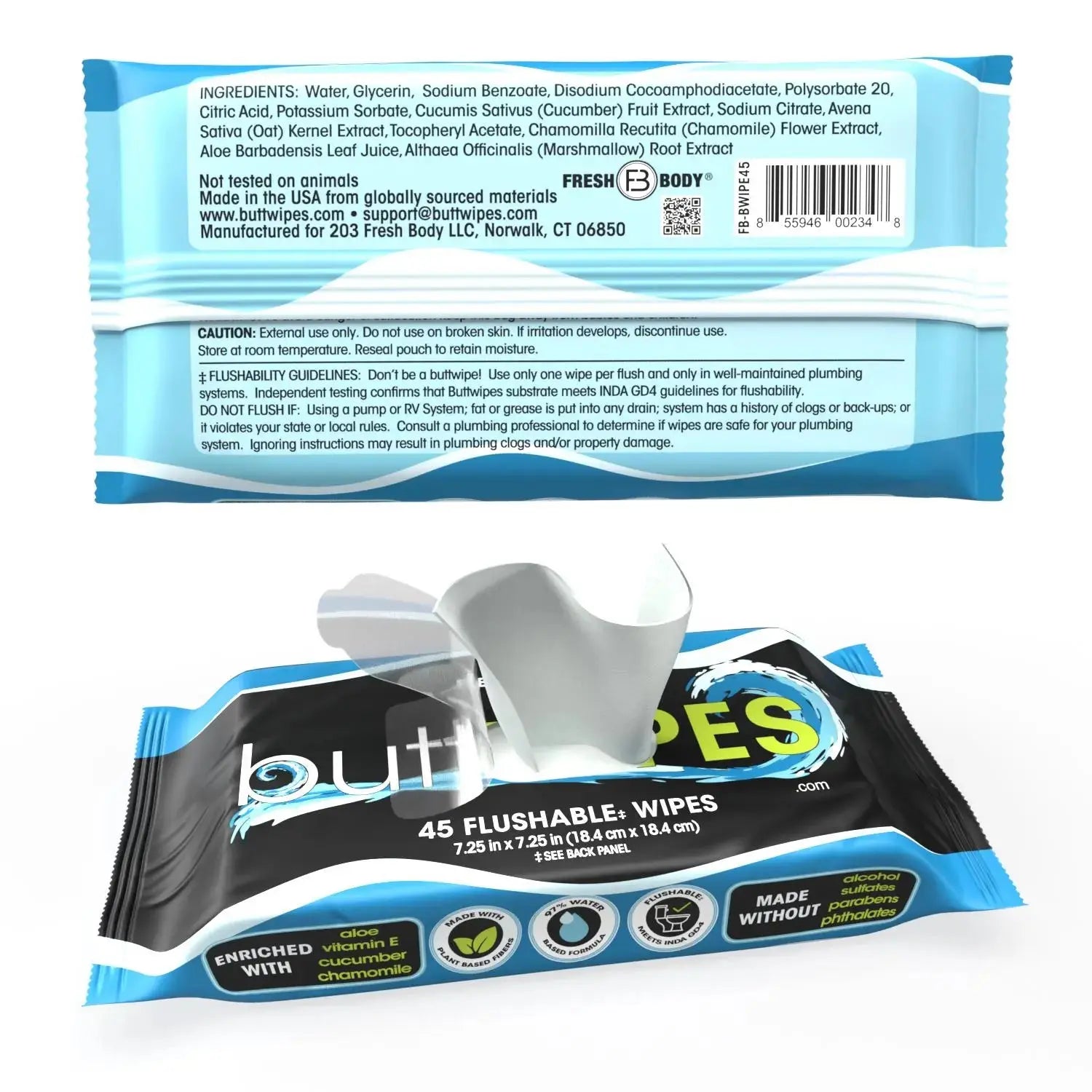 Buttwipes 45ct Flow Pack (select quantity) by Fresh Body FB®