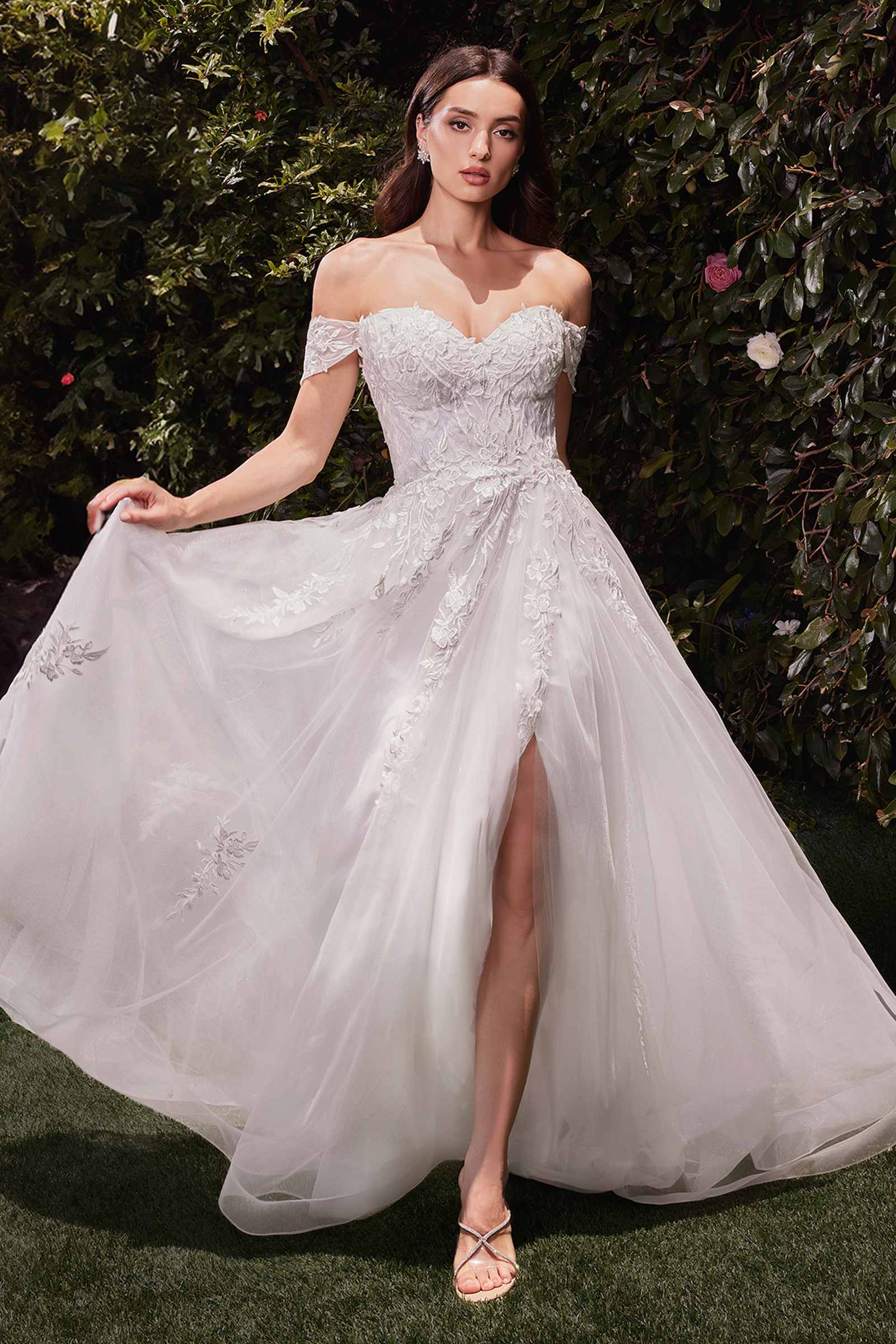 Ladivine C159W Off The Shoulder A-Line Lace & Tulle Wedding Dress by DiscountDressShop