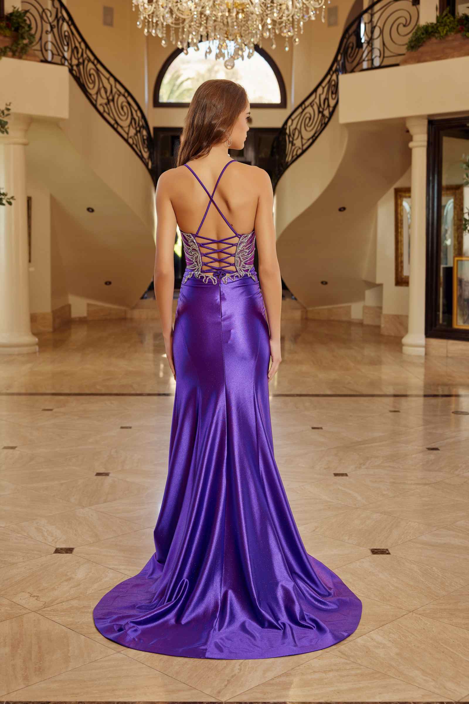 Nox Anabel C1831 Fitted Shimmer Jersey Rhinestone Embellishment Prom Gown by DiscountDressShop