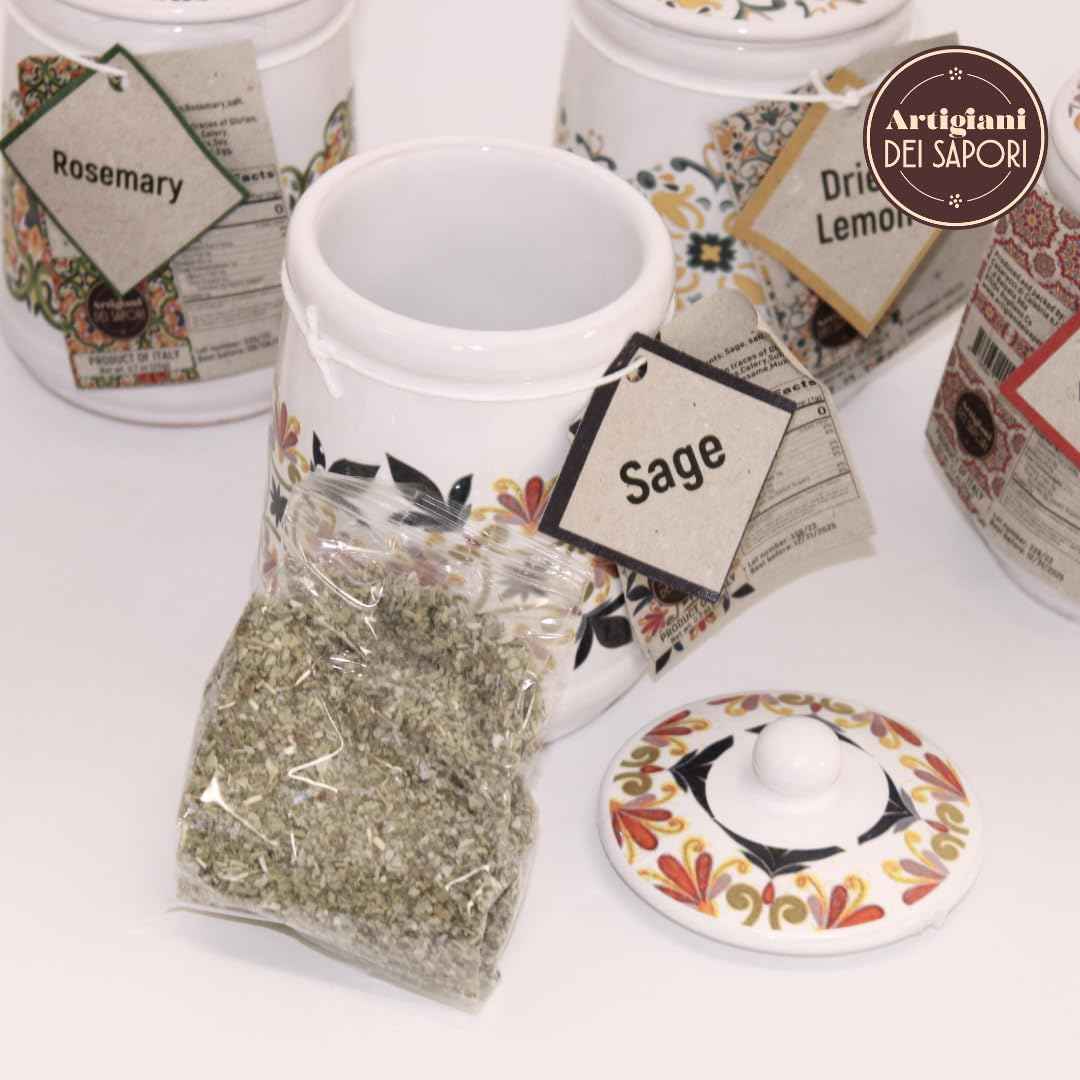 Artigiani dei Sapori, Dried Ground Sage in Ceramic Jar 0.7oz (19g)