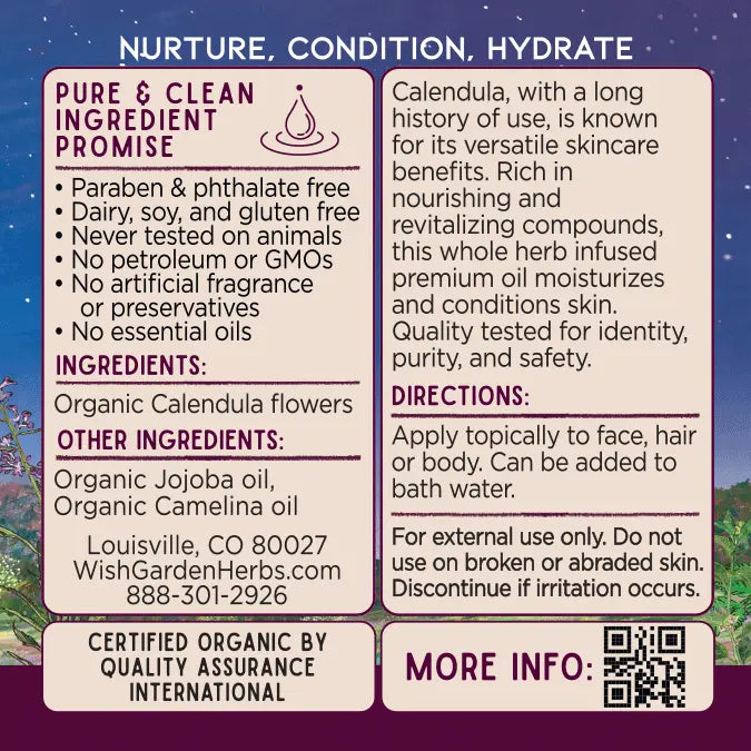 Calendula Oil, Nourish & Revitalize by WishGarden Herbs