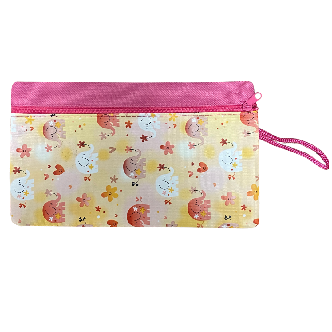 Cartuchera de Elefantitos Rosada (con cierre, tela) DestGlow