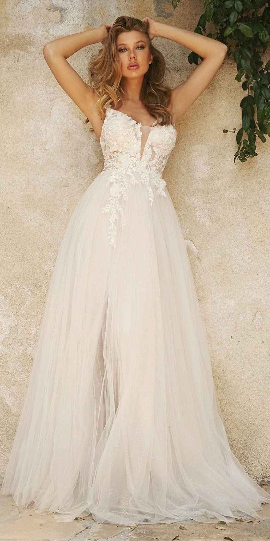 Cinderella Divine CB072W Layered A-Line Tulle Bridal Gown Embroidered Bodice by DiscountDressShop