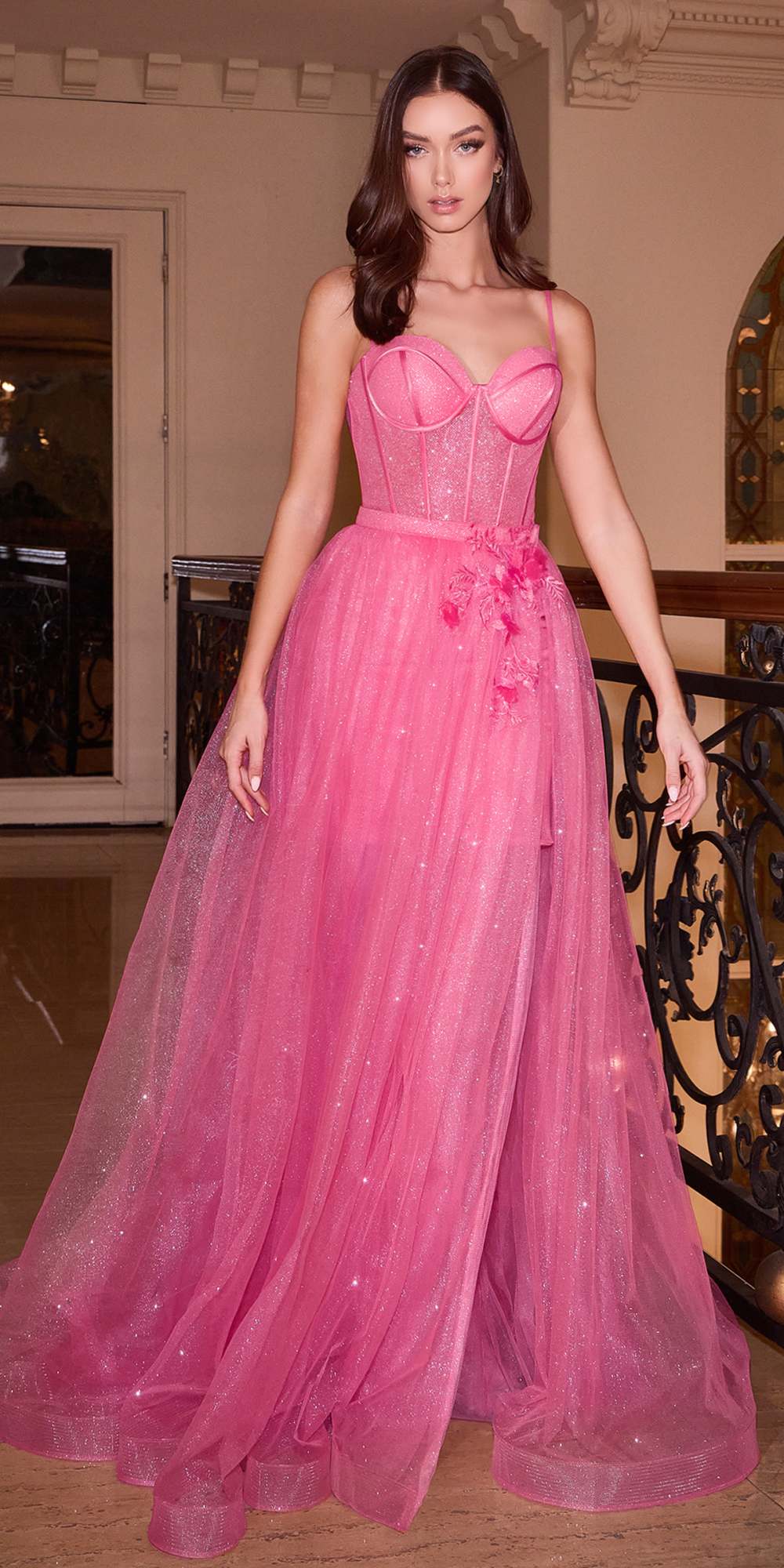 Ladivine CB146 Short Prom Dress With Removable Overskirt by DiscountDressShop