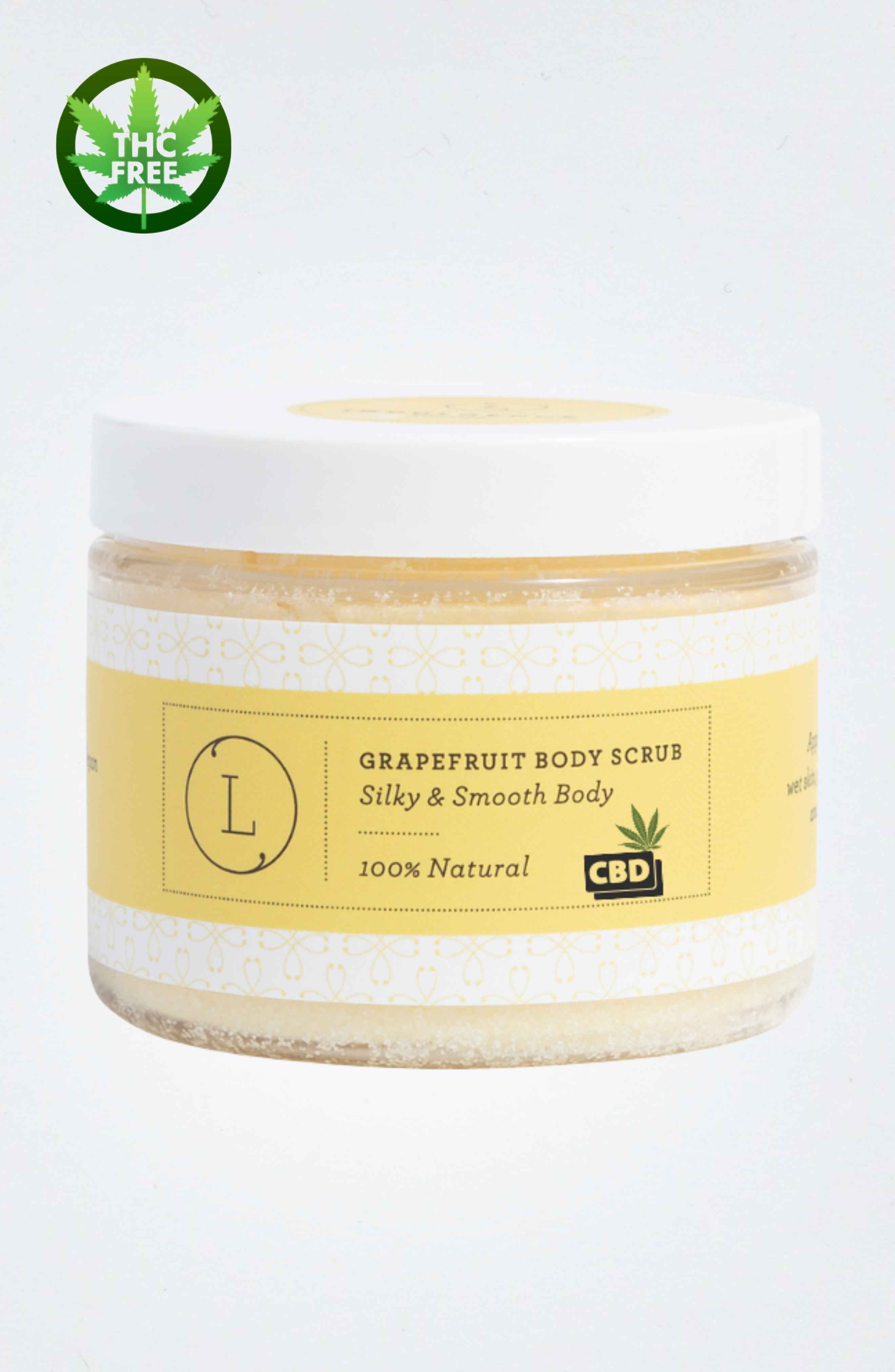 CBD Grapefruit Body Salt Scrub with CBD - Moisturizing and fresh (THC free) by Lizush