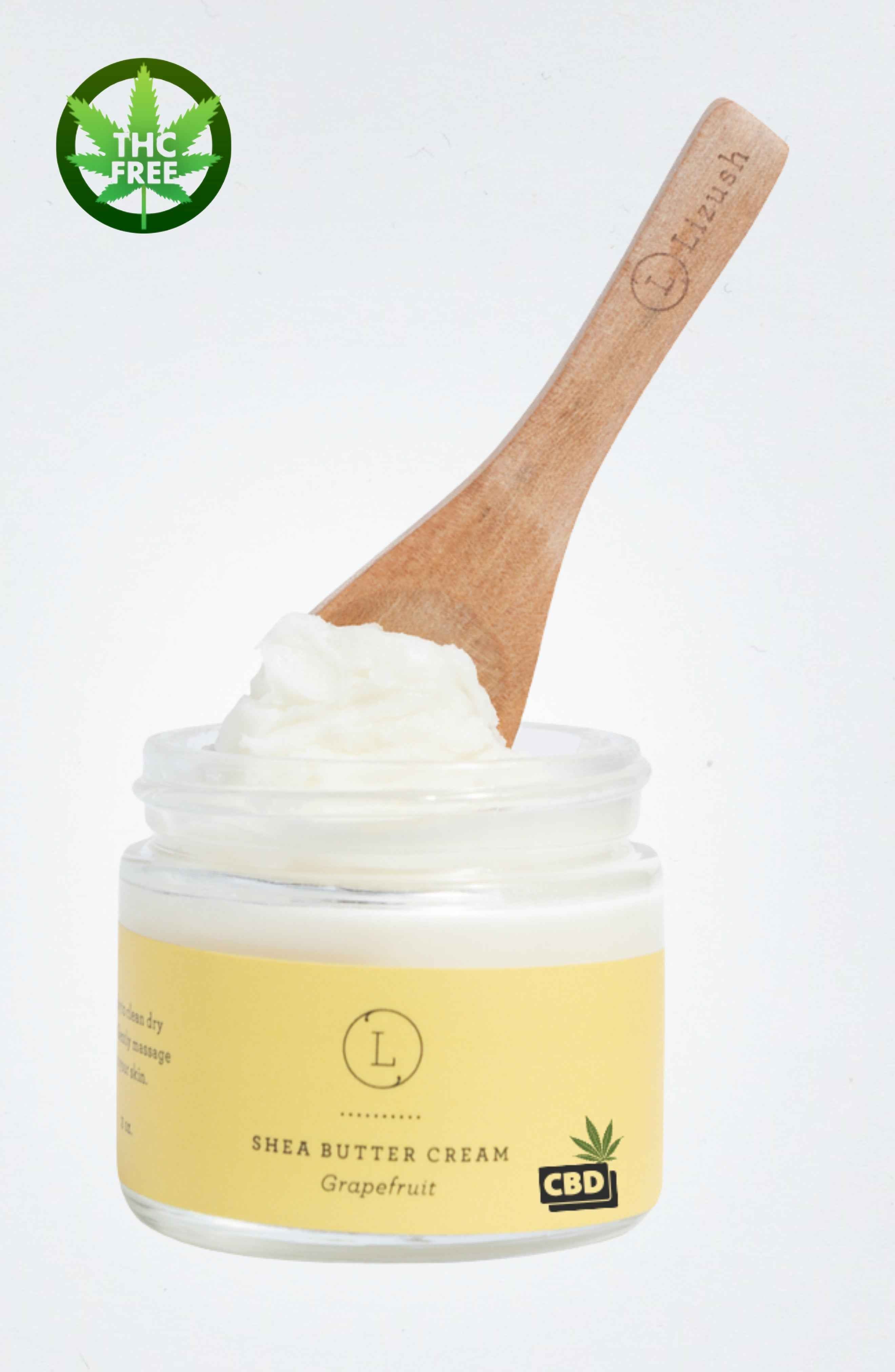 CBD Grapefruit Shea Butter Body Cream with CBD, Shea Body Lotion (THC free) by Lizush