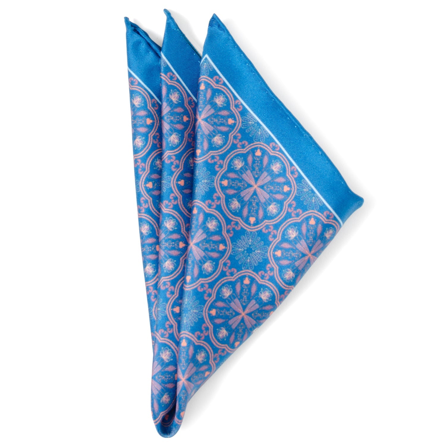 Aboriginal Ornament Patterned Blue Pocket Square by Cufflinks.com