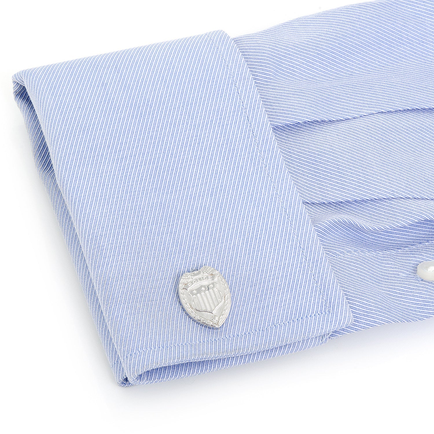 Silver Police Badge Cufflinks by Cufflinks.com