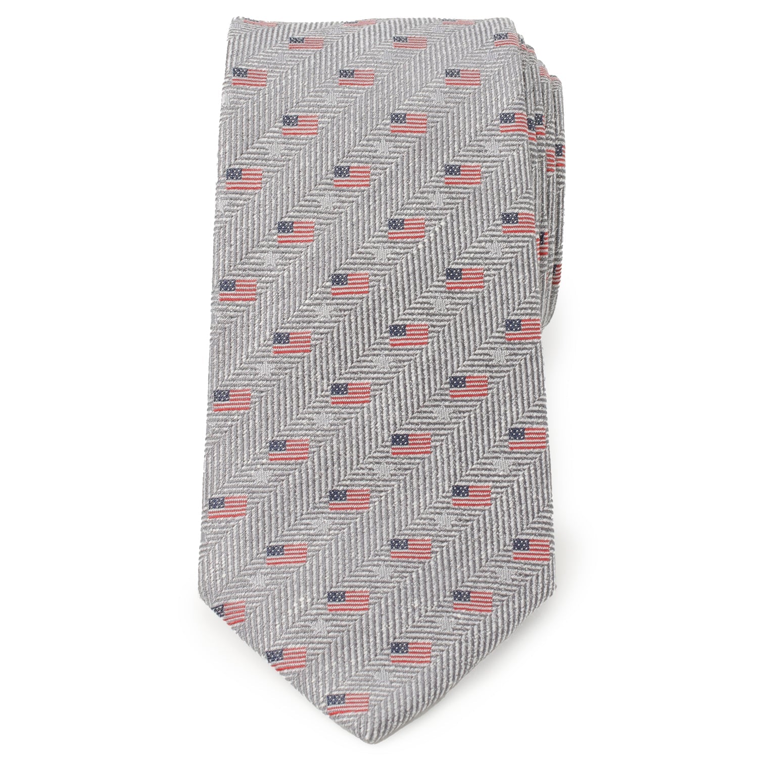Light Gray Herringbone American Flag Men&