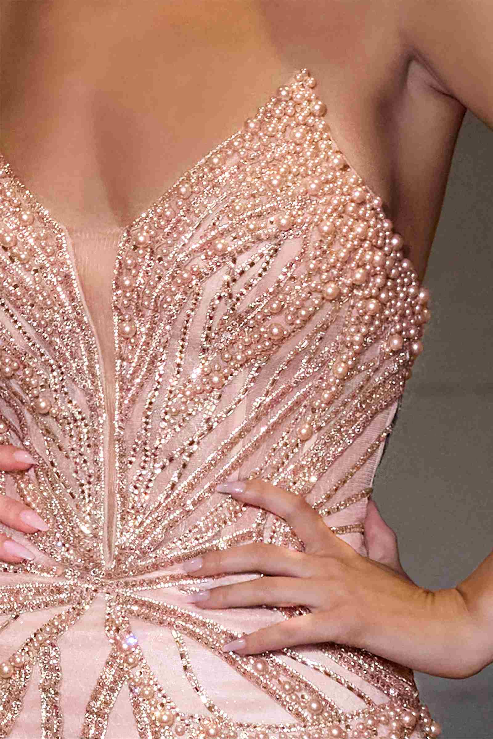 Ladivine CC0688 Dress Pearl and Crystal Strapless Fitted Gown by DiscountDressShop