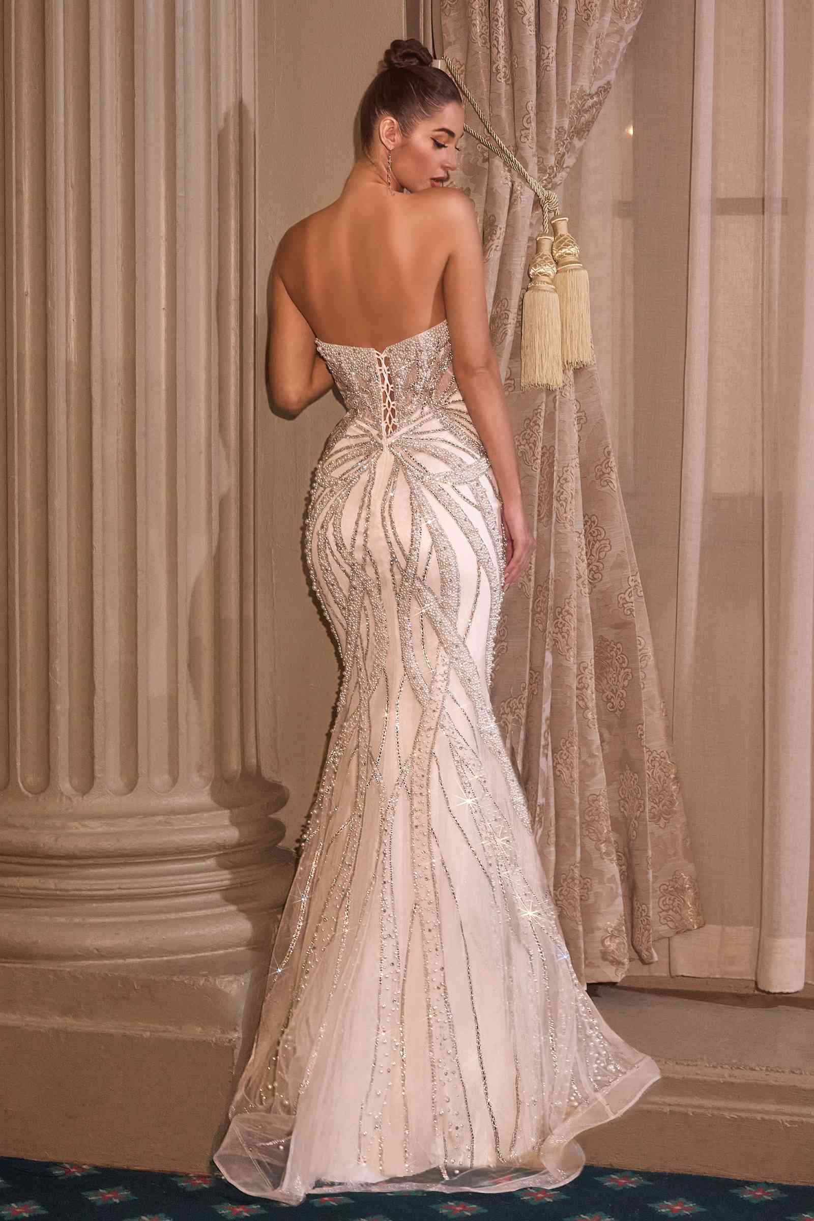 Ladivine CC0688W Fitted Bridal Gown Strapless Plunging Neckline by DiscountDressShop