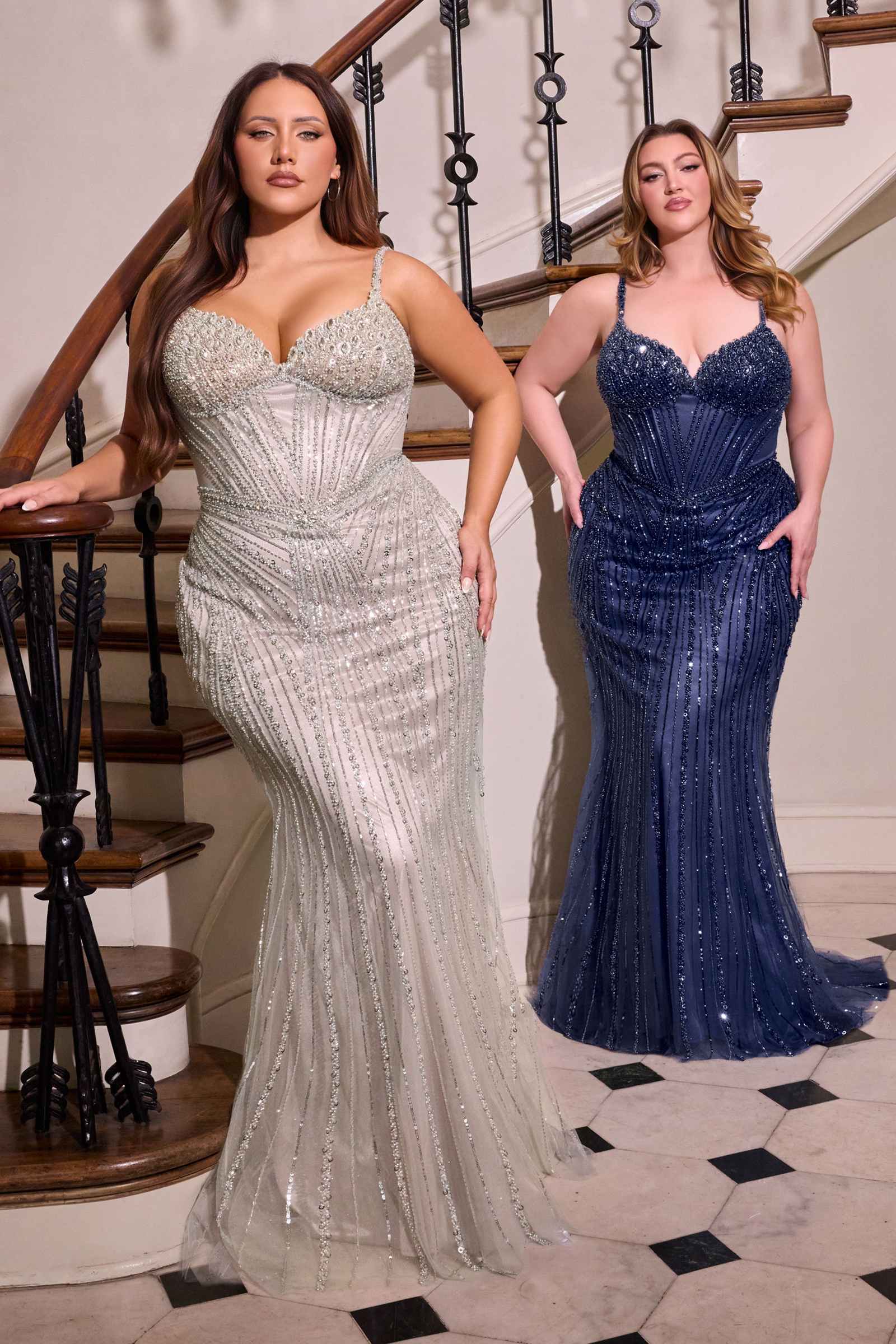Ladivine CC398C Dress Strapless Beaded Fitted Plus Size Prom Gown by DiscountDressShop