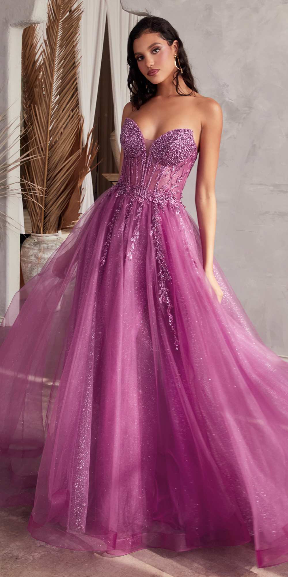 Ladivine CD0230W Long Strapless Layered Tulle Bridal Gown by DiscountDressShop