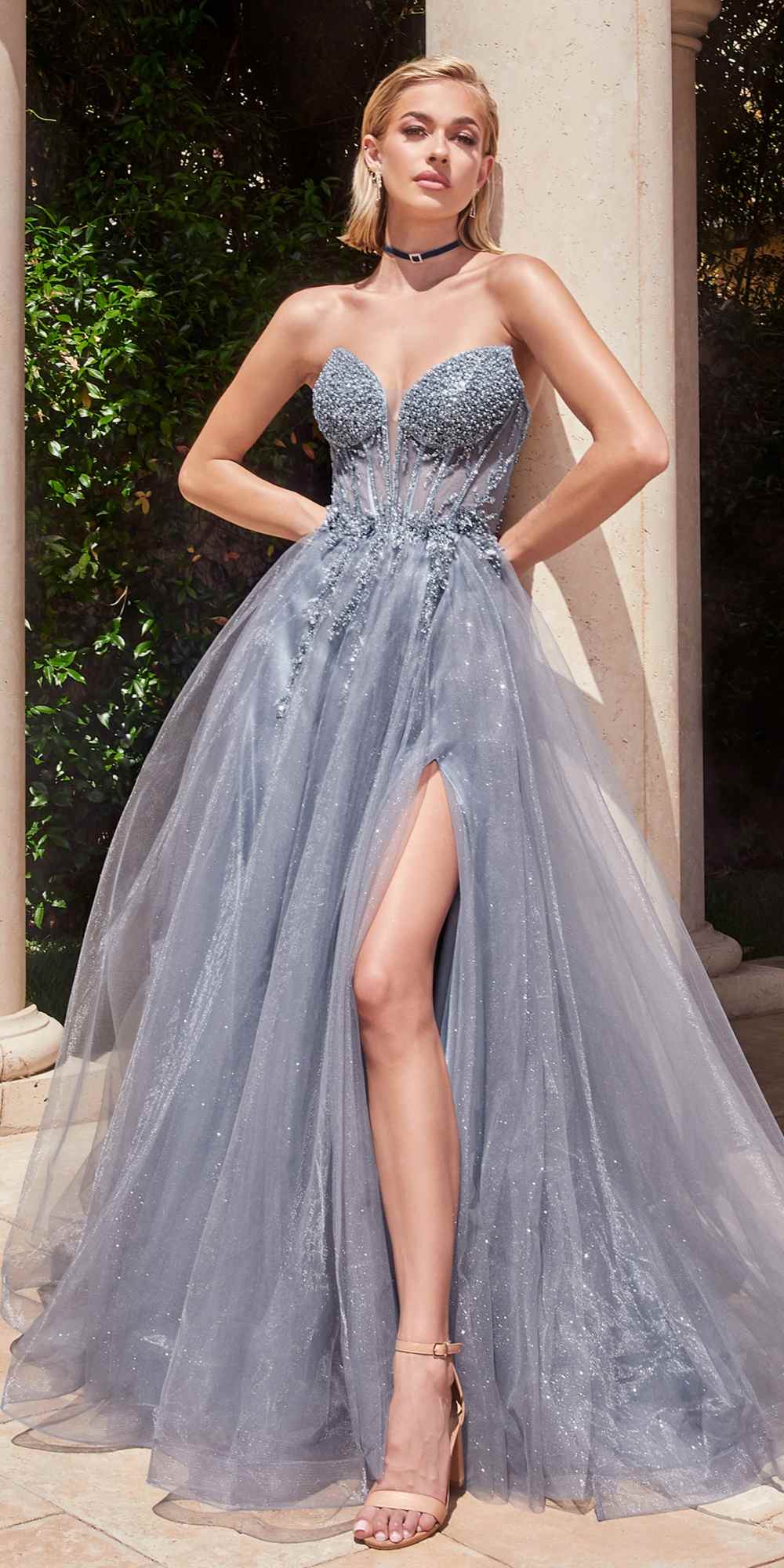 Ladivine CD0230W Long Strapless Layered Tulle Bridal Gown by DiscountDressShop