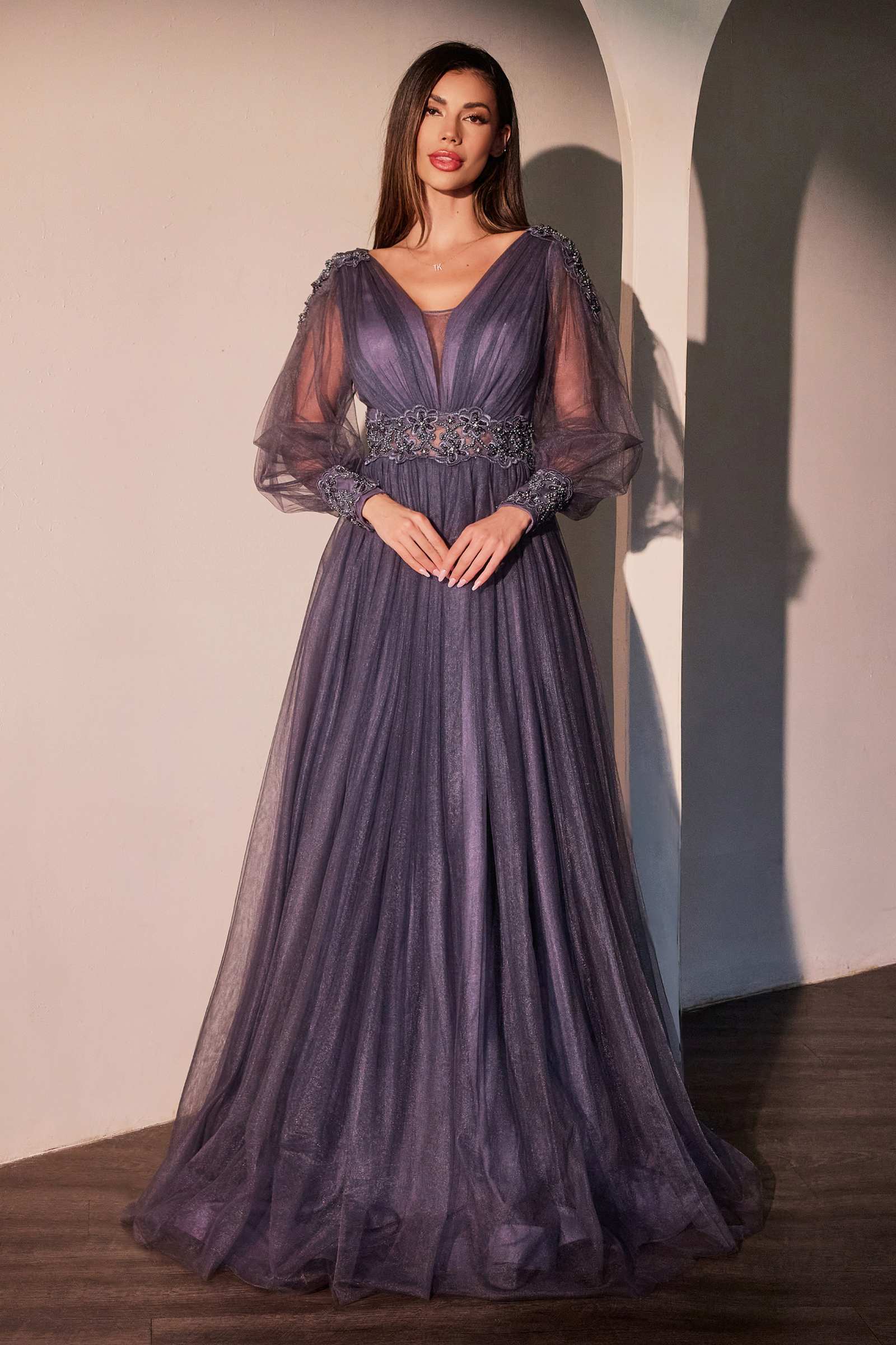 Ladivine CD0938 Long Sleeve Mother of Bride A-Line Dress by DiscountDressShop