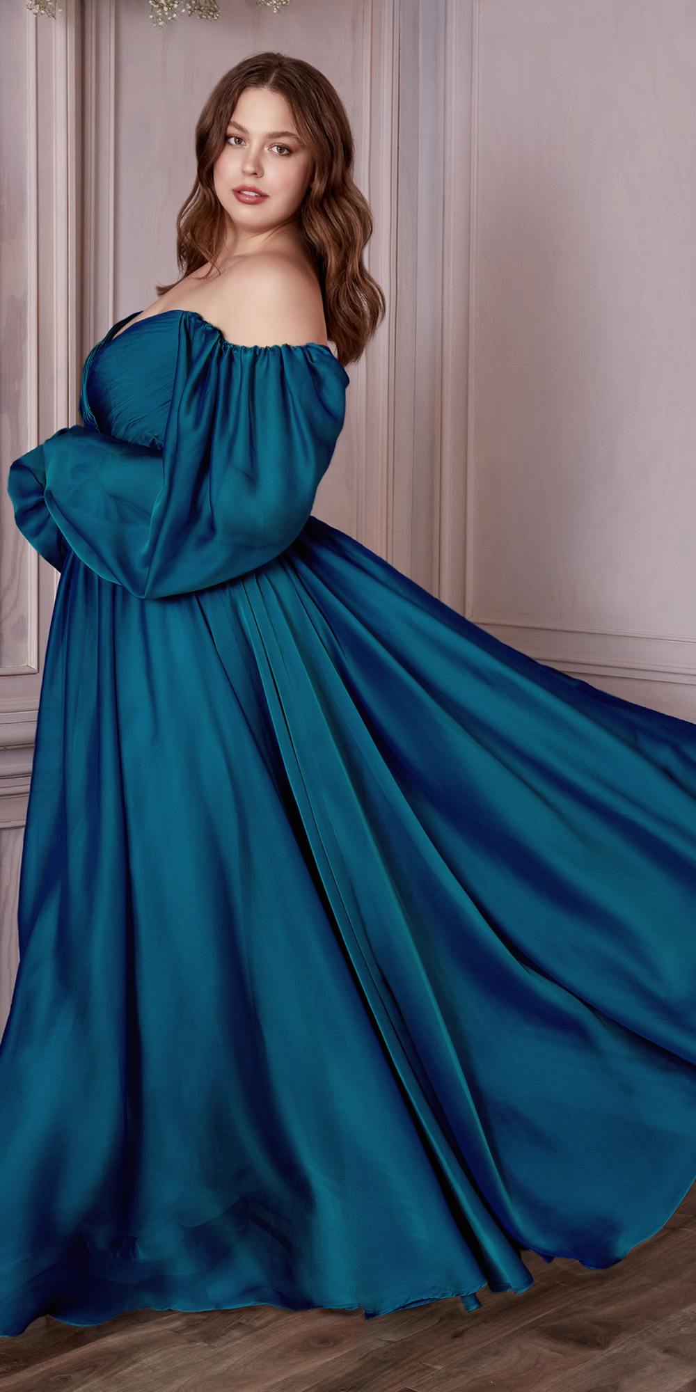 Cinderella Divine CD243C Long Sleeve A-Line Chiffon Dress by DiscountDressShop