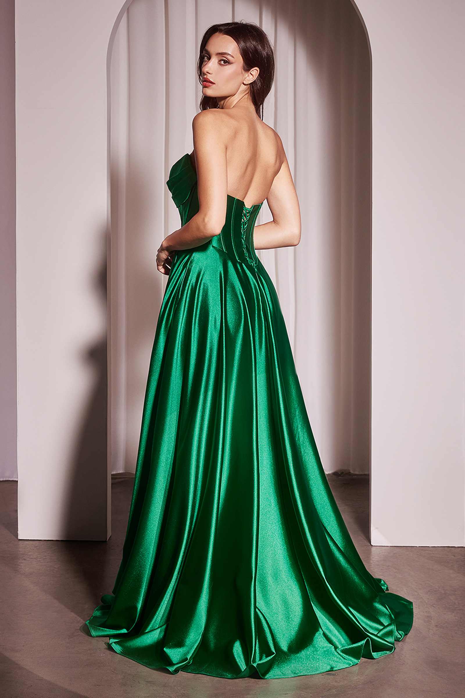 Ladivine CD378 Dress Strapless Satin A-Line Gown by DiscountDressShop