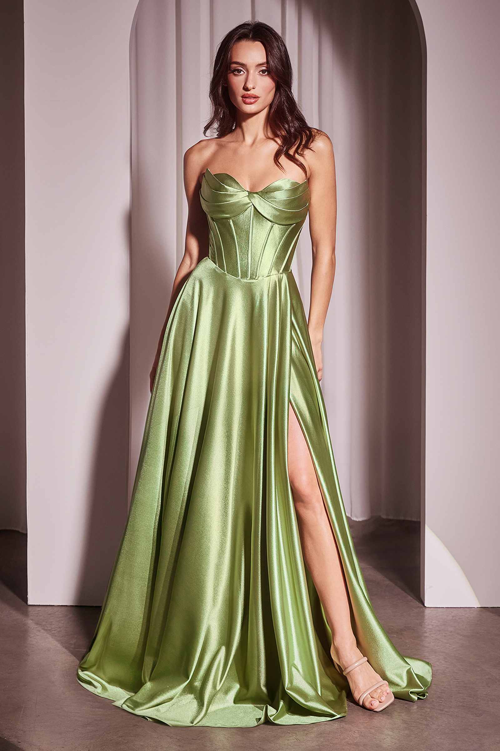 Ladivine CD378 Dress Strapless Satin A-Line Gown by DiscountDressShop