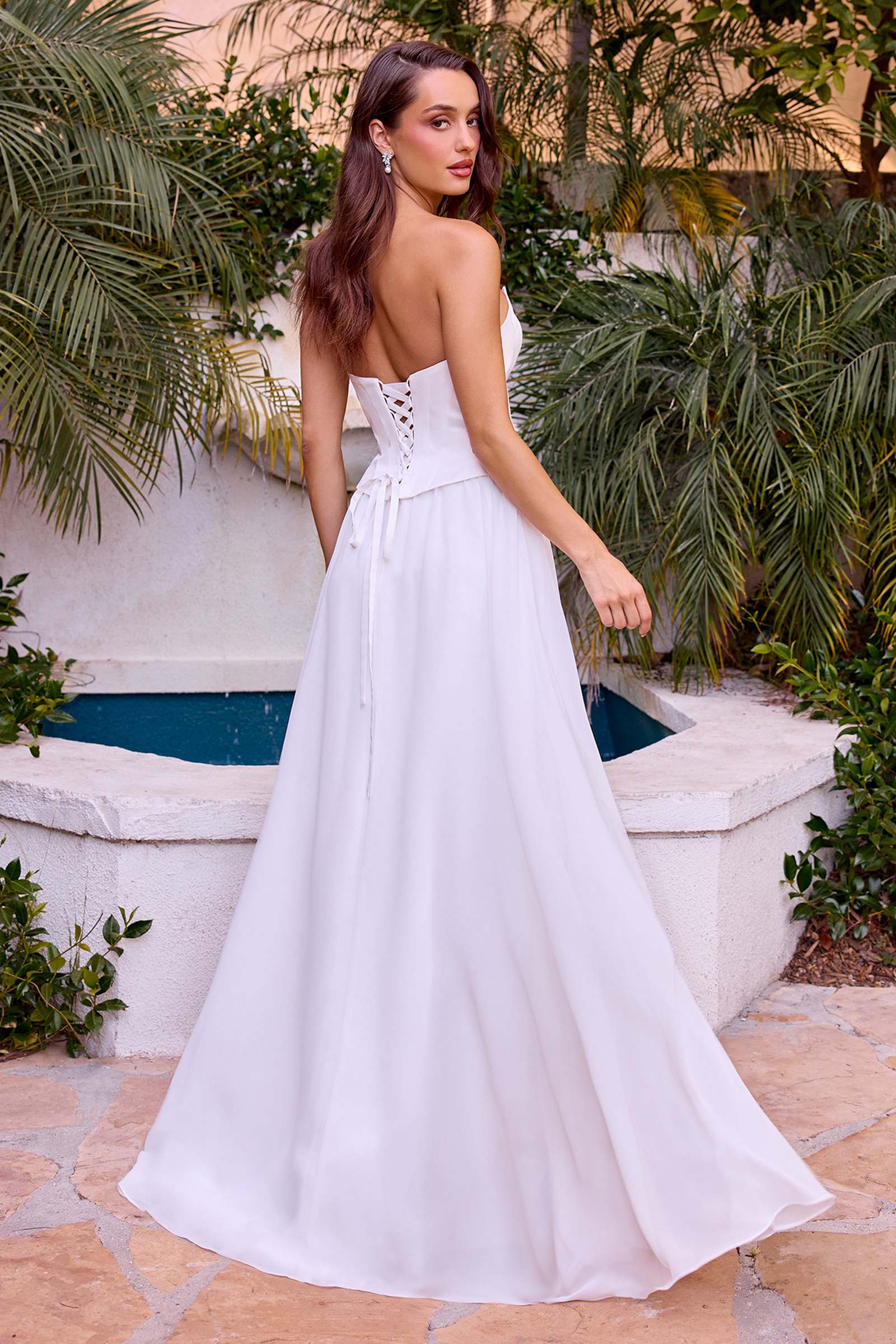 Ladivine CD386W Chiffon Strapless A-Line Bridal Gown by DiscountDressShop