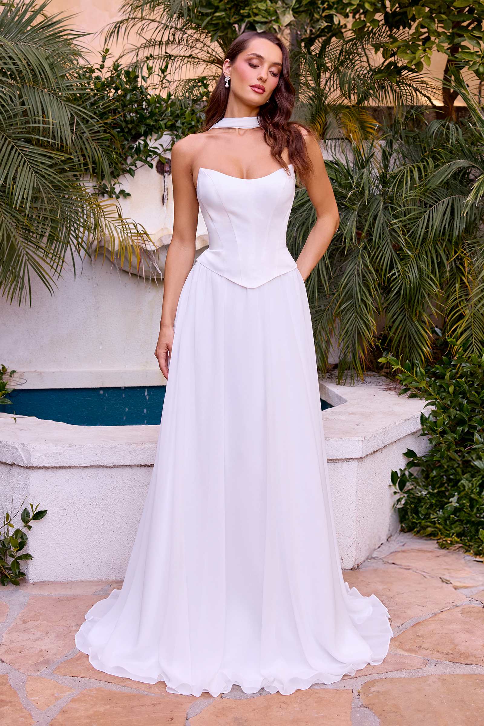 Ladivine CD386W Chiffon Strapless A-Line Bridal Gown by DiscountDressShop