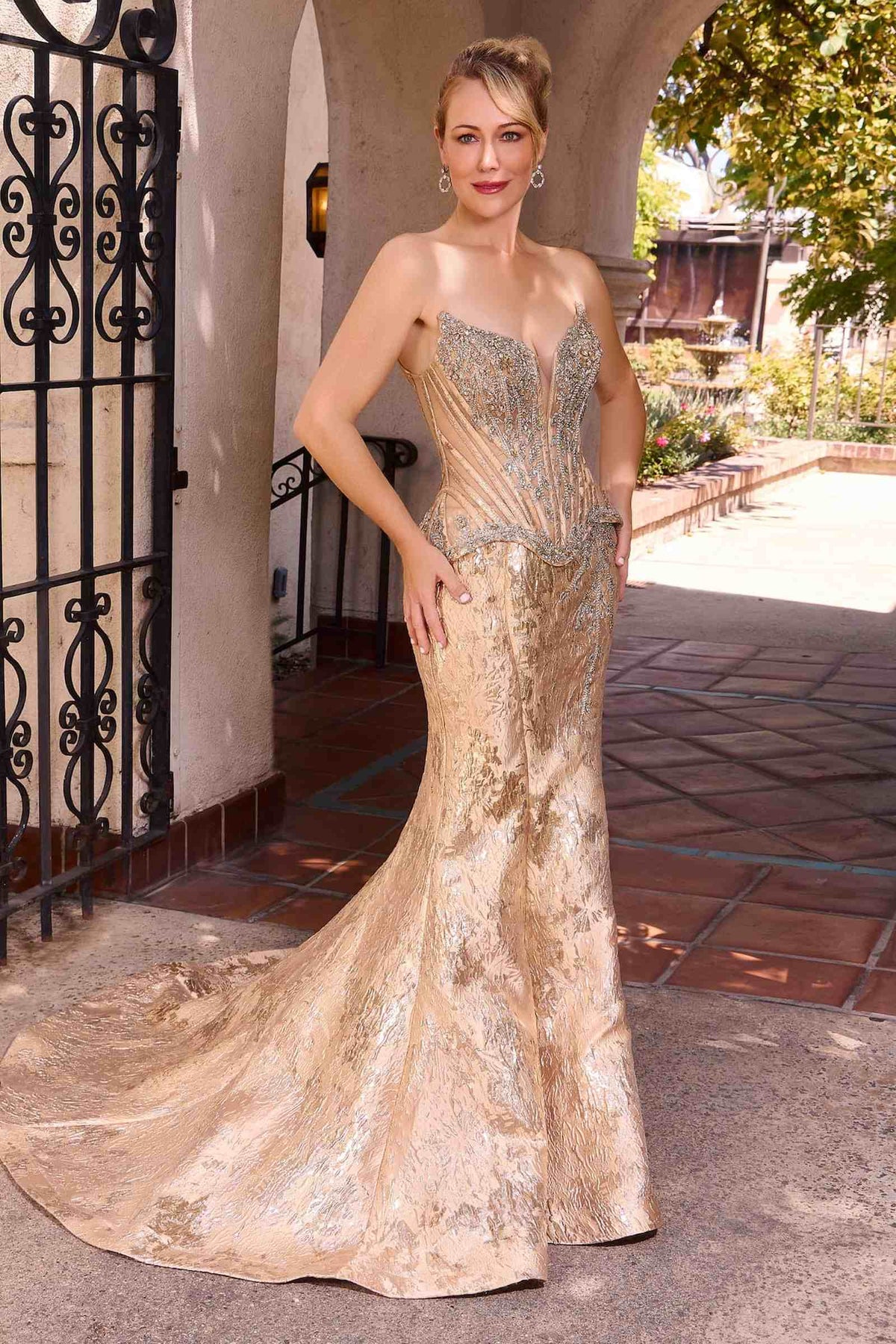 Ladivine CD641 Couture Inspired Off Shoulder Fitted Mermaid Gown DestGlow