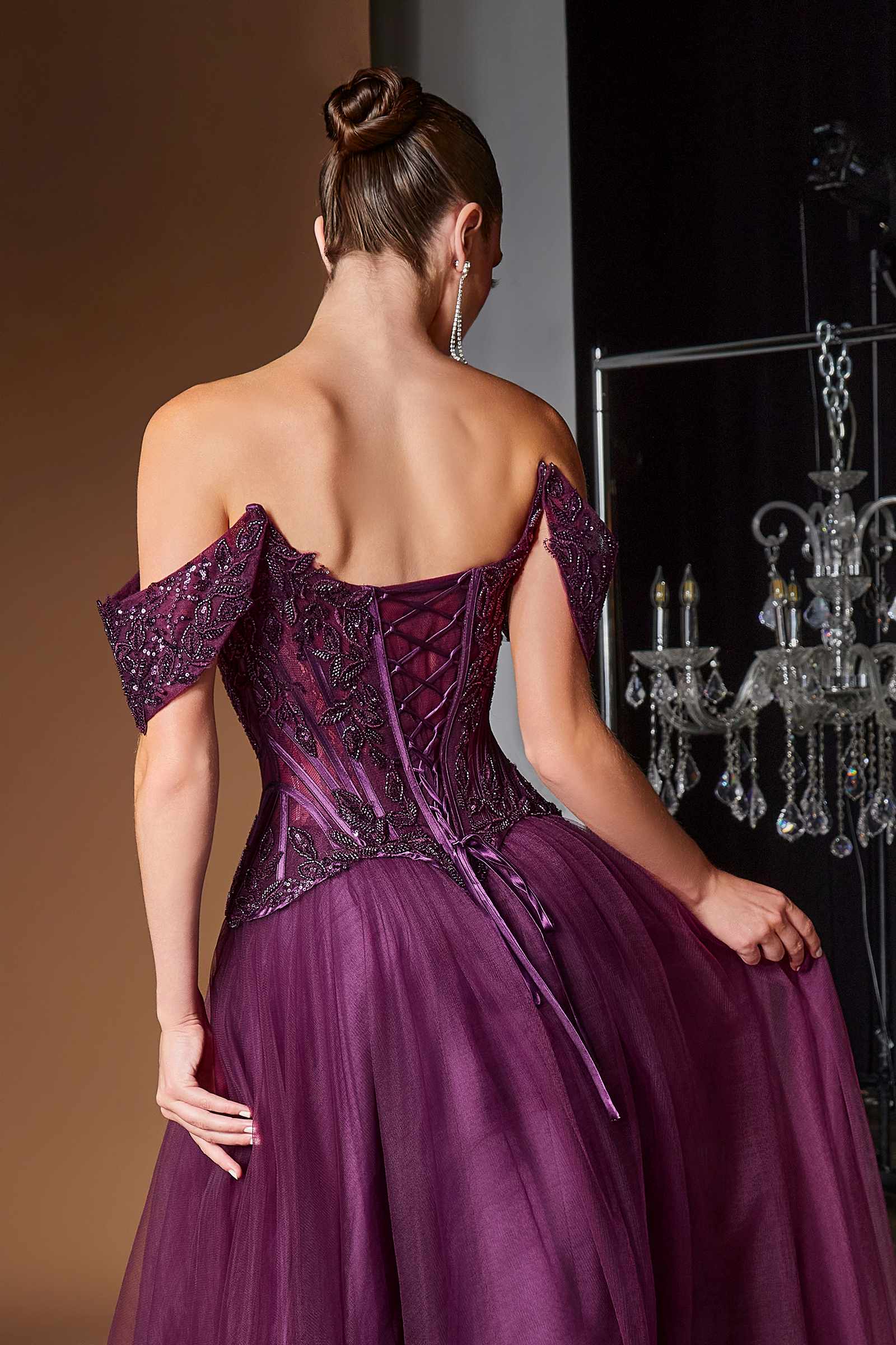 Ladivine CD657 Off the Shoulder A-line Ballgown Tulle Dress DestGlow