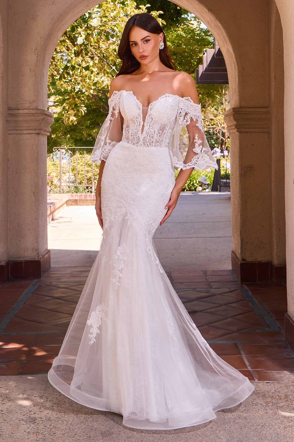 Ladivine CD659W Off Shoulder Mermaid Wedding Gown DestGlow