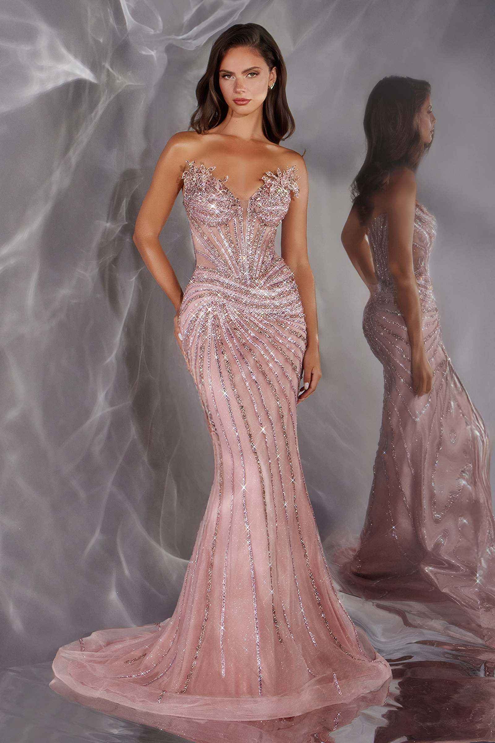 Ladivine CD715 Red Carpet Glamour Fitted Mermaid Gown DestGlow