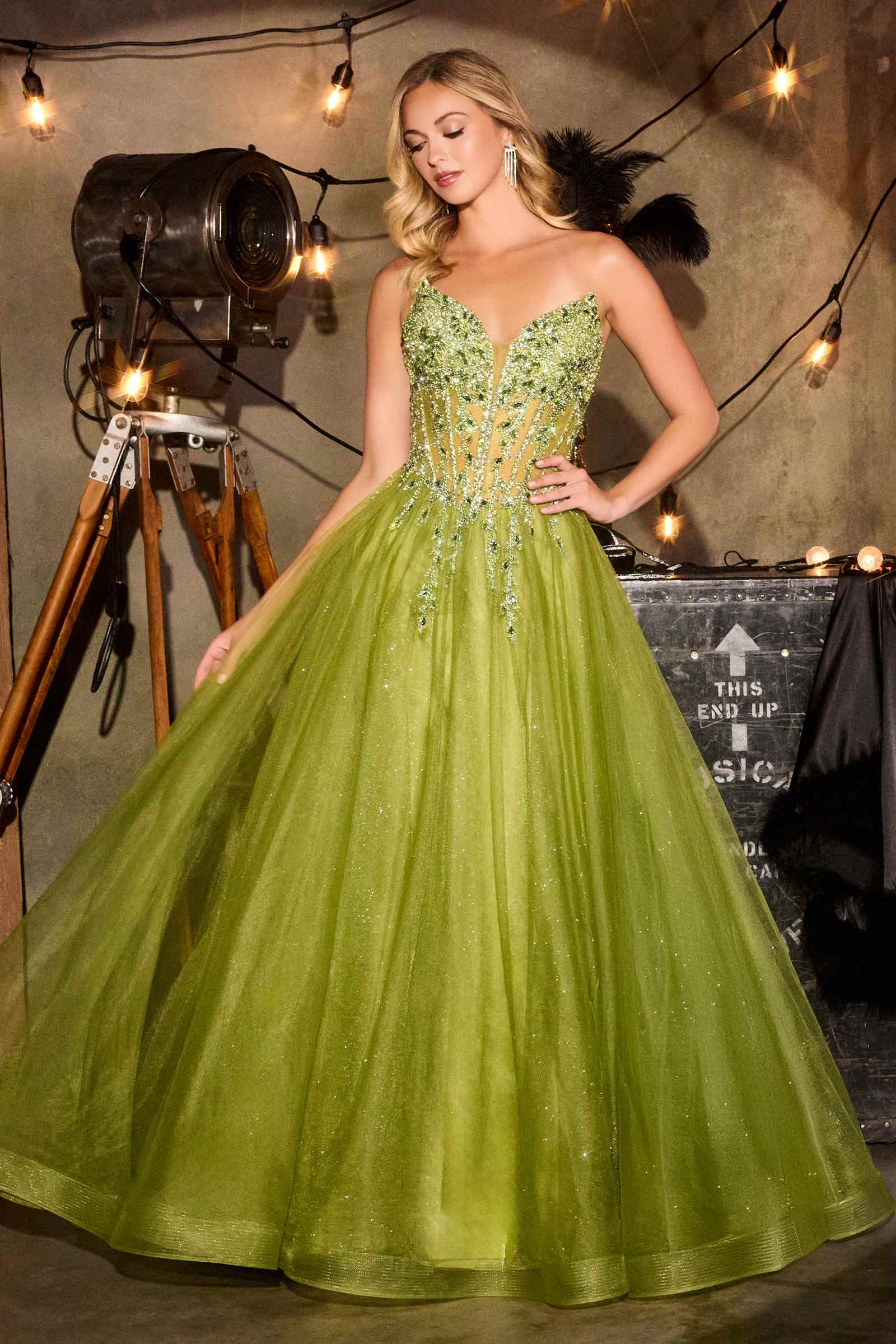 Ladivine CD721 Strapless A-Line Sweetheart Corset Bodice Formal Dress by DiscountDressShop