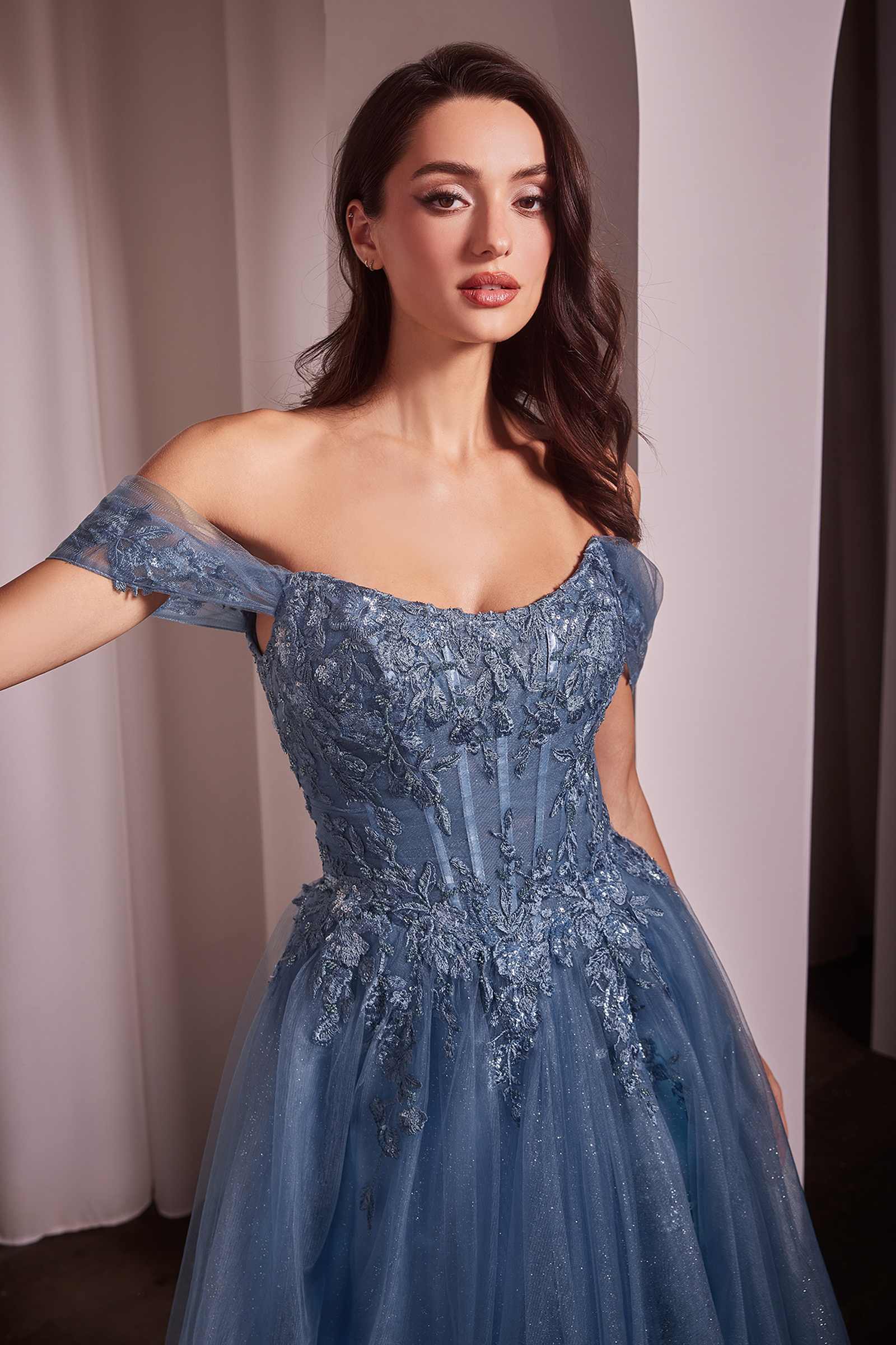 Ladivine CD799 Long Off The Shoulder A-Line Ball Gown by DiscountDressShop