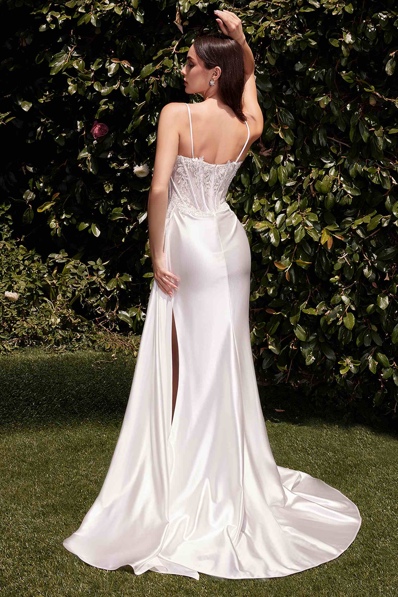 Ladivine CD868W Long Fitted Satin & Lace Bridal Dress by DiscountDressShop