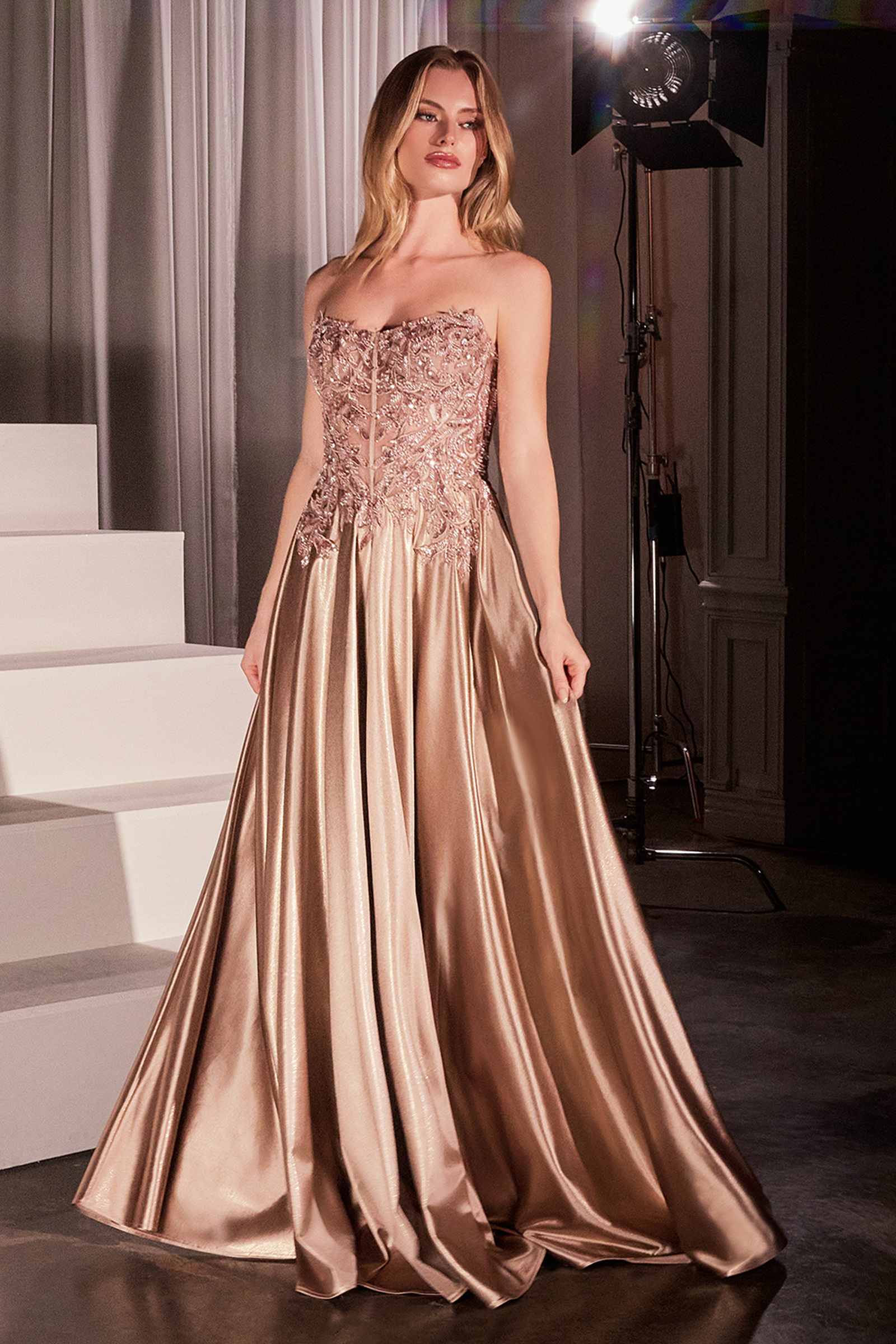 Ladivine CDS525 Dress Off The Shoulder Lace & Satin A-Line Prom Gown by DiscountDressShop
