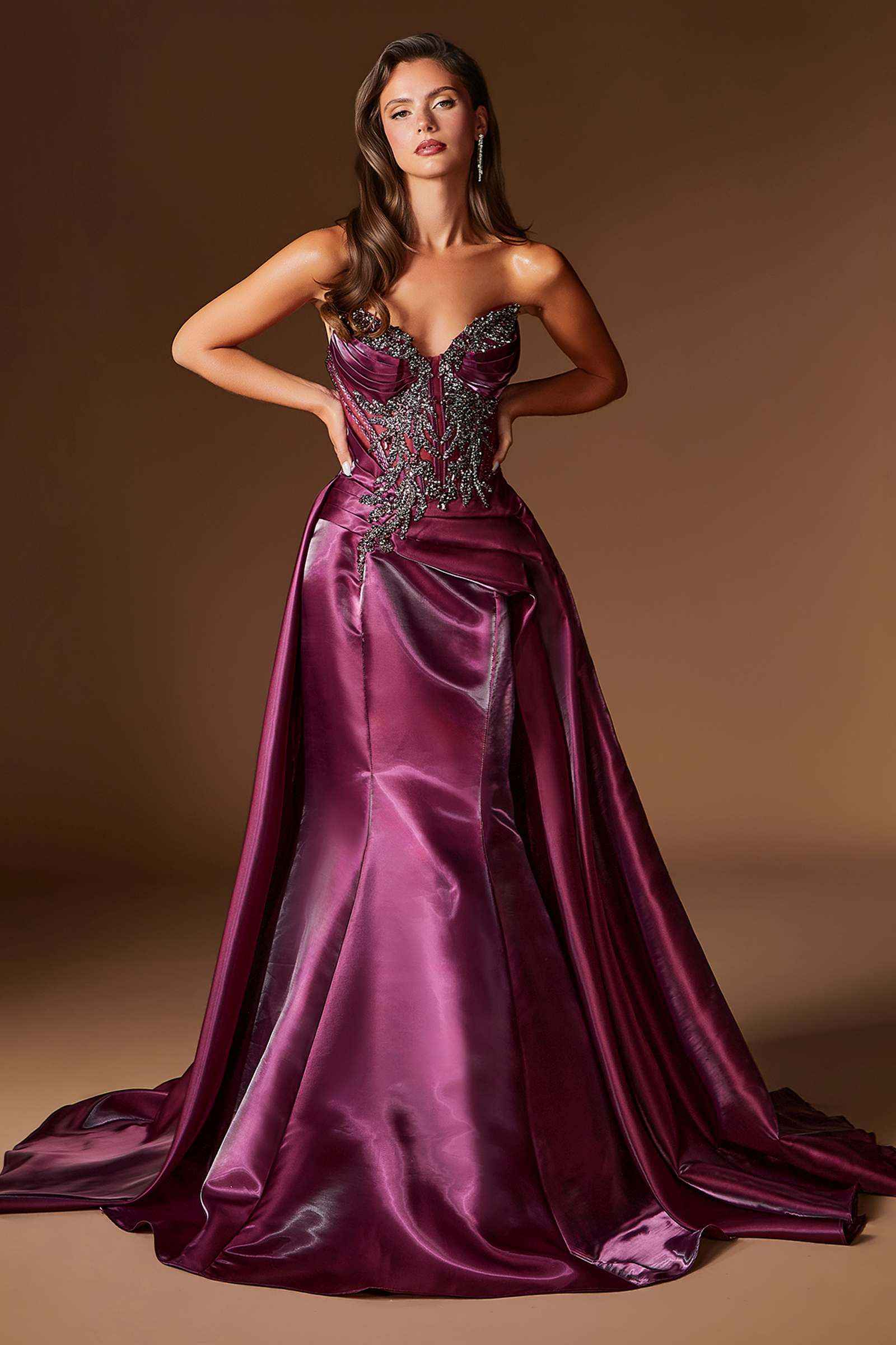Ladivine CDS568 Strapless Fitted Mermaid Gown with Overskirt DestGlow