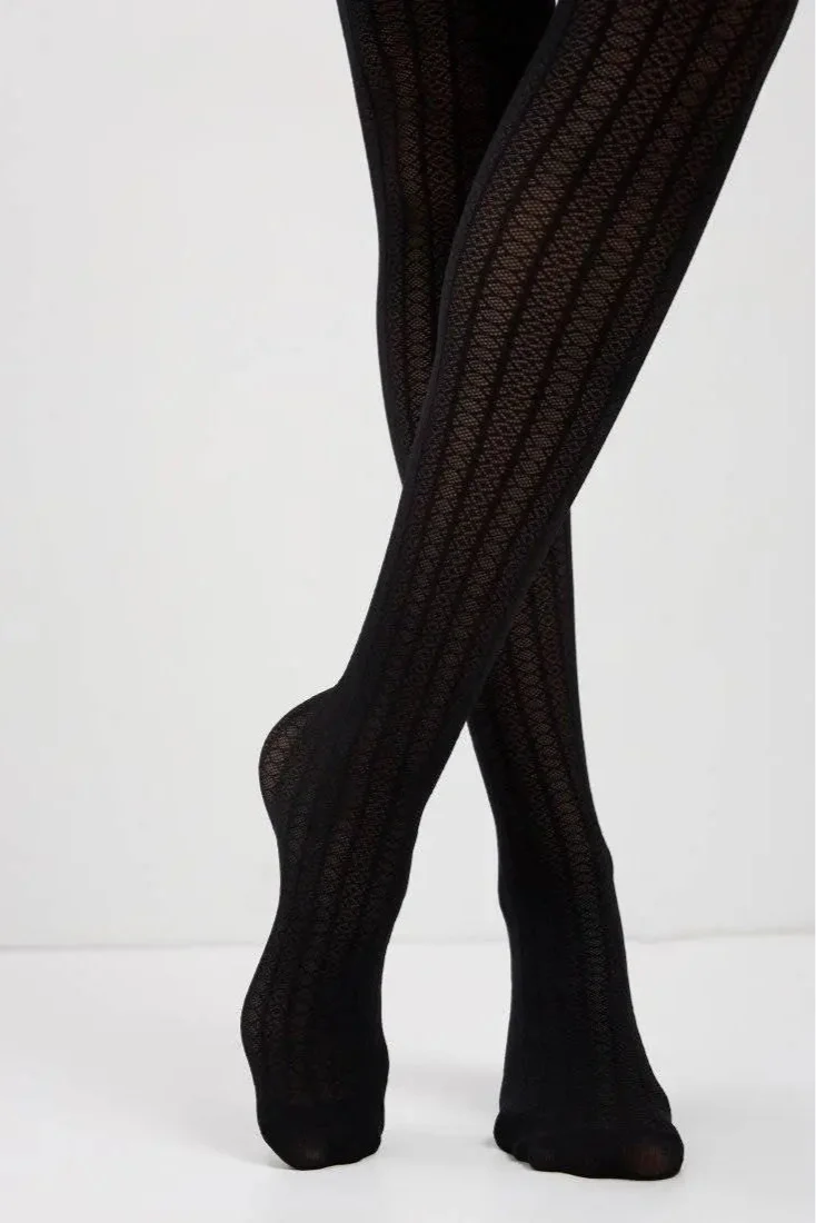 Fantasy Tights Conte Lacy Line - Lace Pattern and Stripes - DestGlow