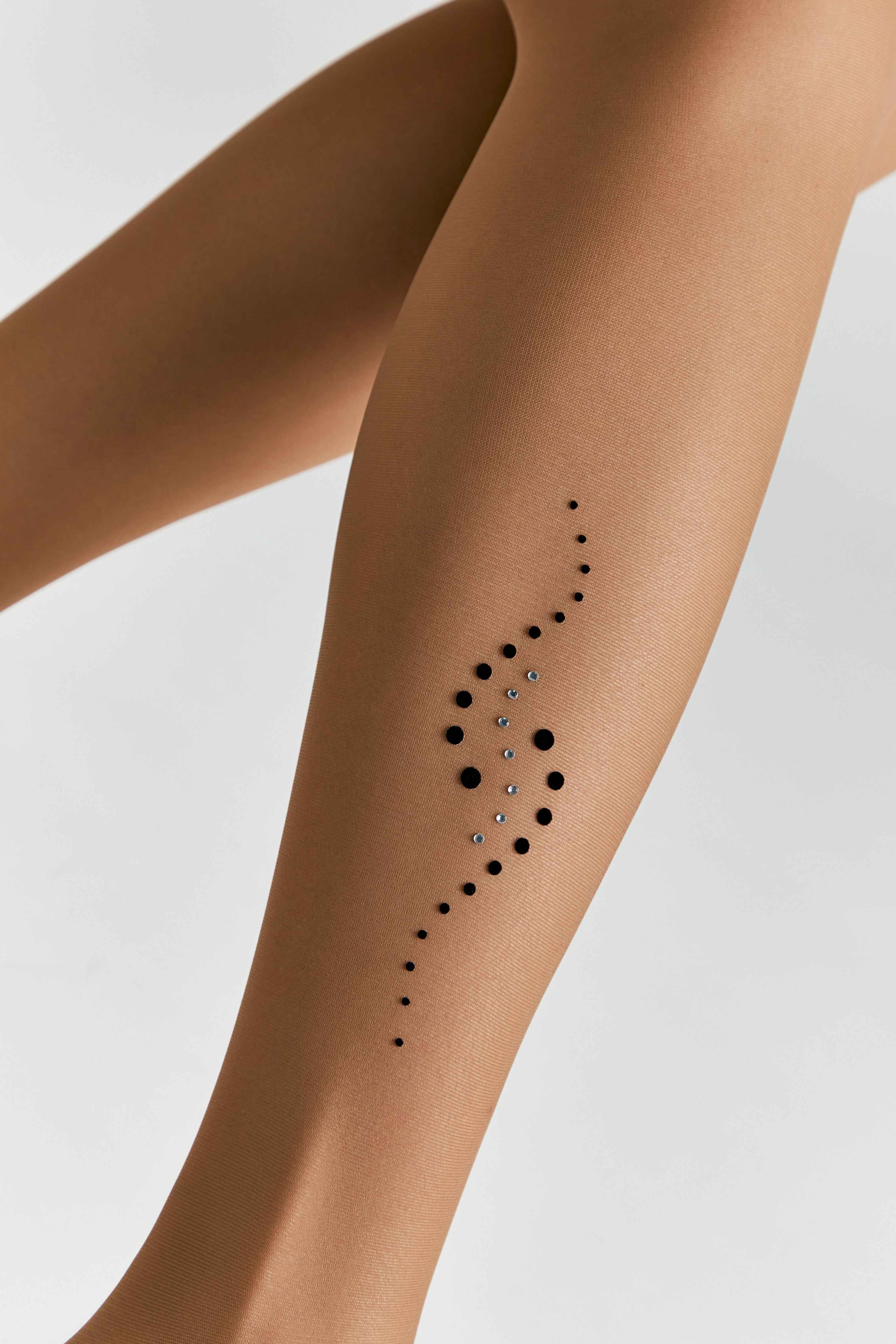 Fantasy Tights Conte Sheen - Flock and Rhinestone Applique