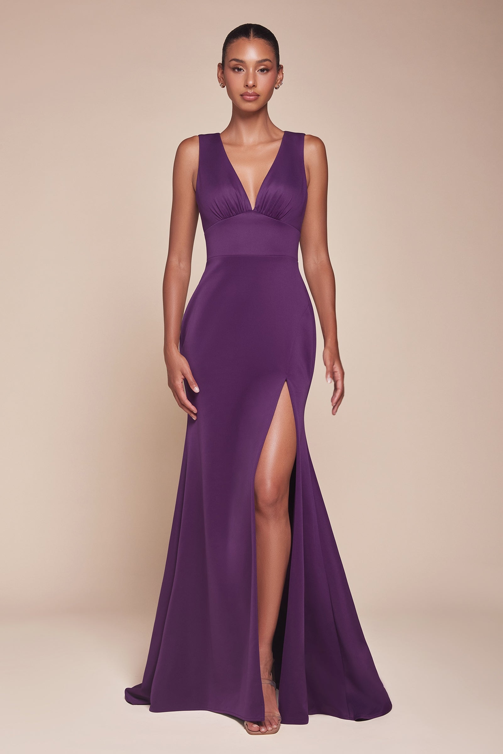 Ladivine CH395 Long Sleeveless V-Neckline Chiffon Dress by DiscountDressShop