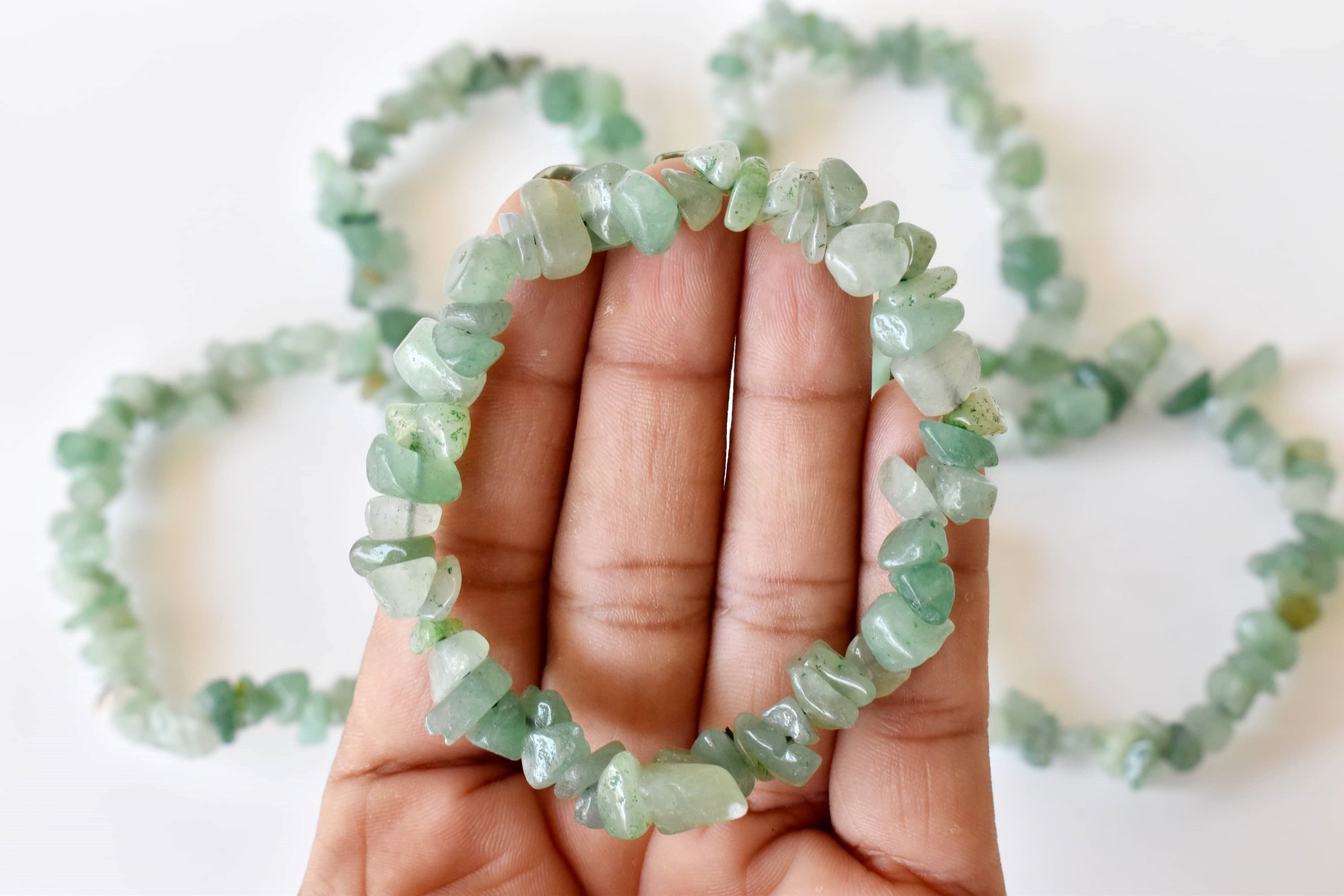 Green Aventurine Chip Bracelet (Attraction and Peace Of Mind) DestGlow