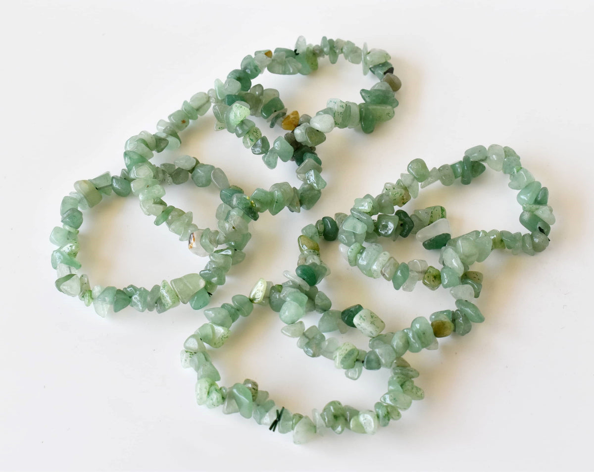 Green Aventurine Chip Bracelet (Attraction and Peace Of Mind) DestGlow