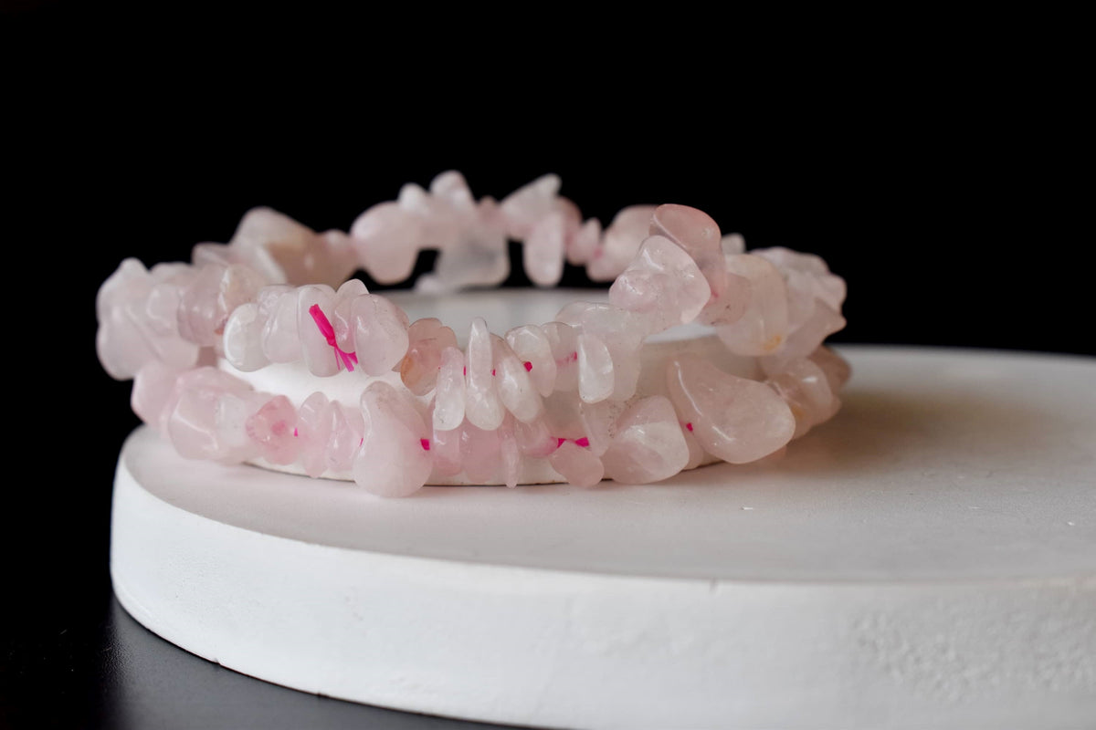 Rose Quartz Chip Bracelet (Creativity and Calming) DestGlow