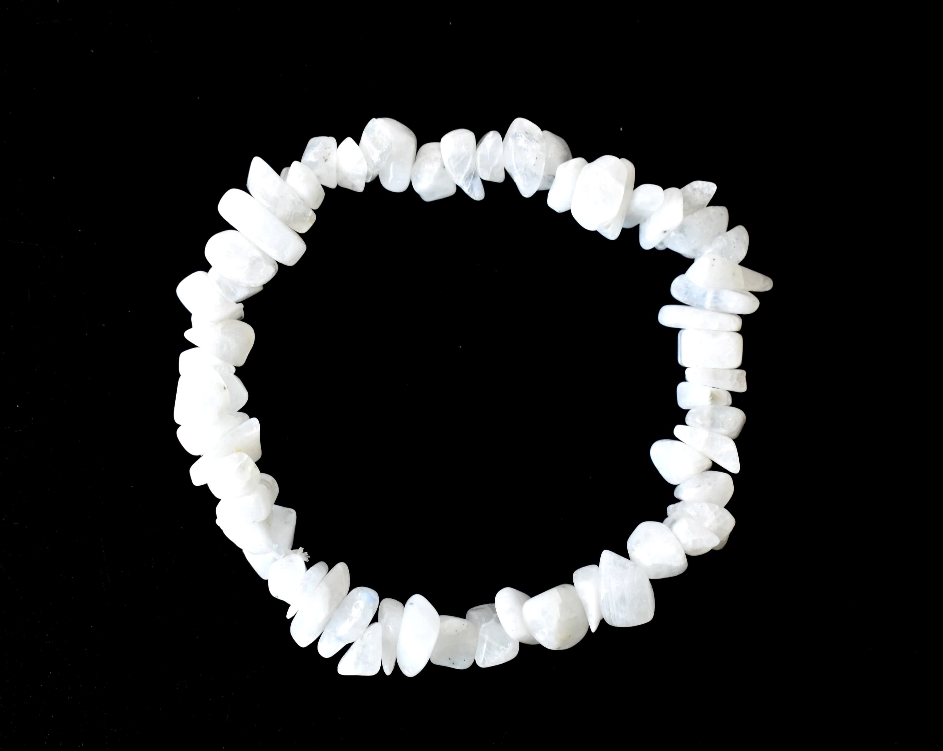 White Rainbow Moonstone Chip Bracelet (Growth and Compassion) DestGlow