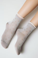 Conte Socks Classic - 491 Glossy Pattern and Decorative Transparent Mesh - DestGlow