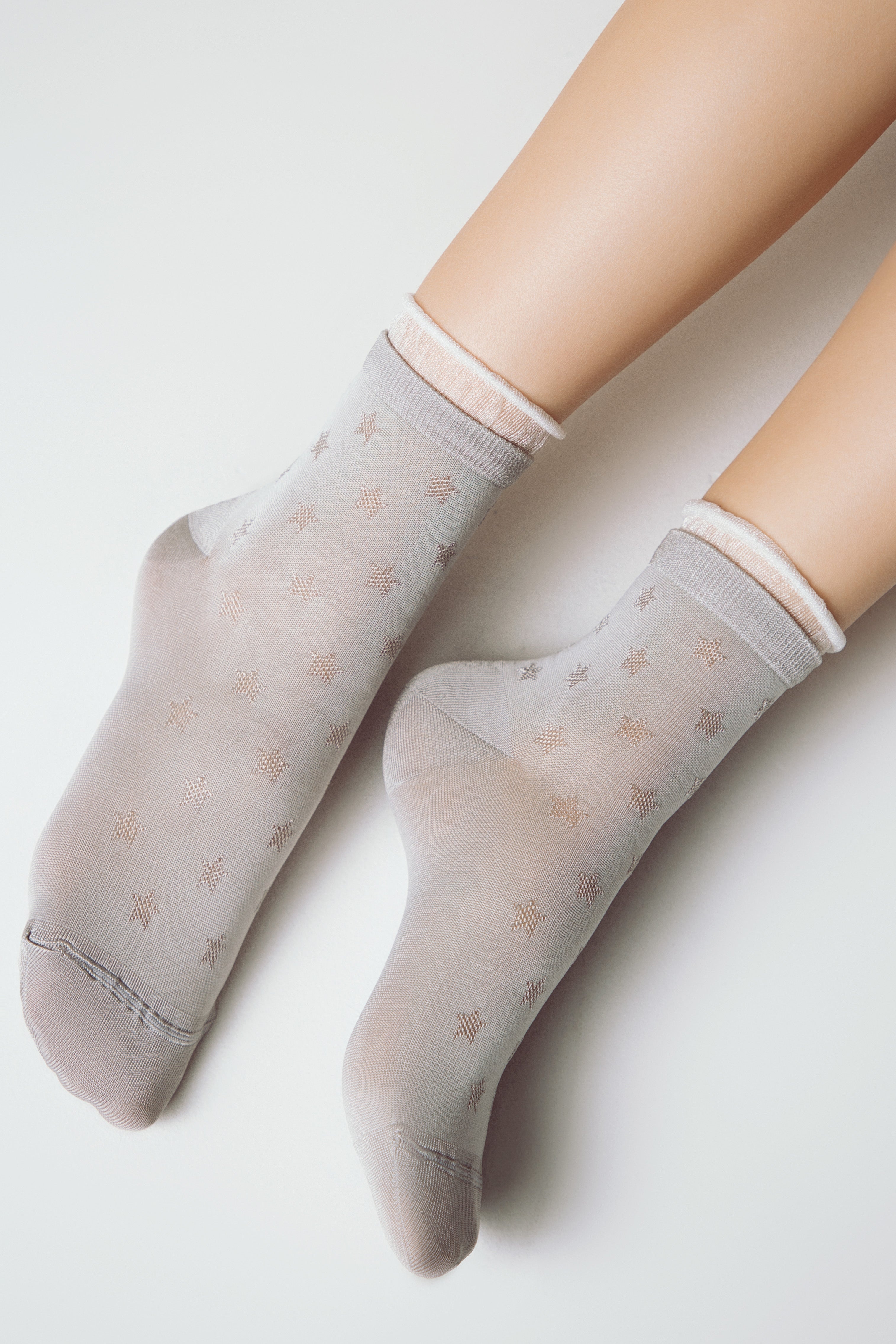 Conte Socks Classic - 491 Glossy Pattern and Decorative Transparent Mesh - DestGlow